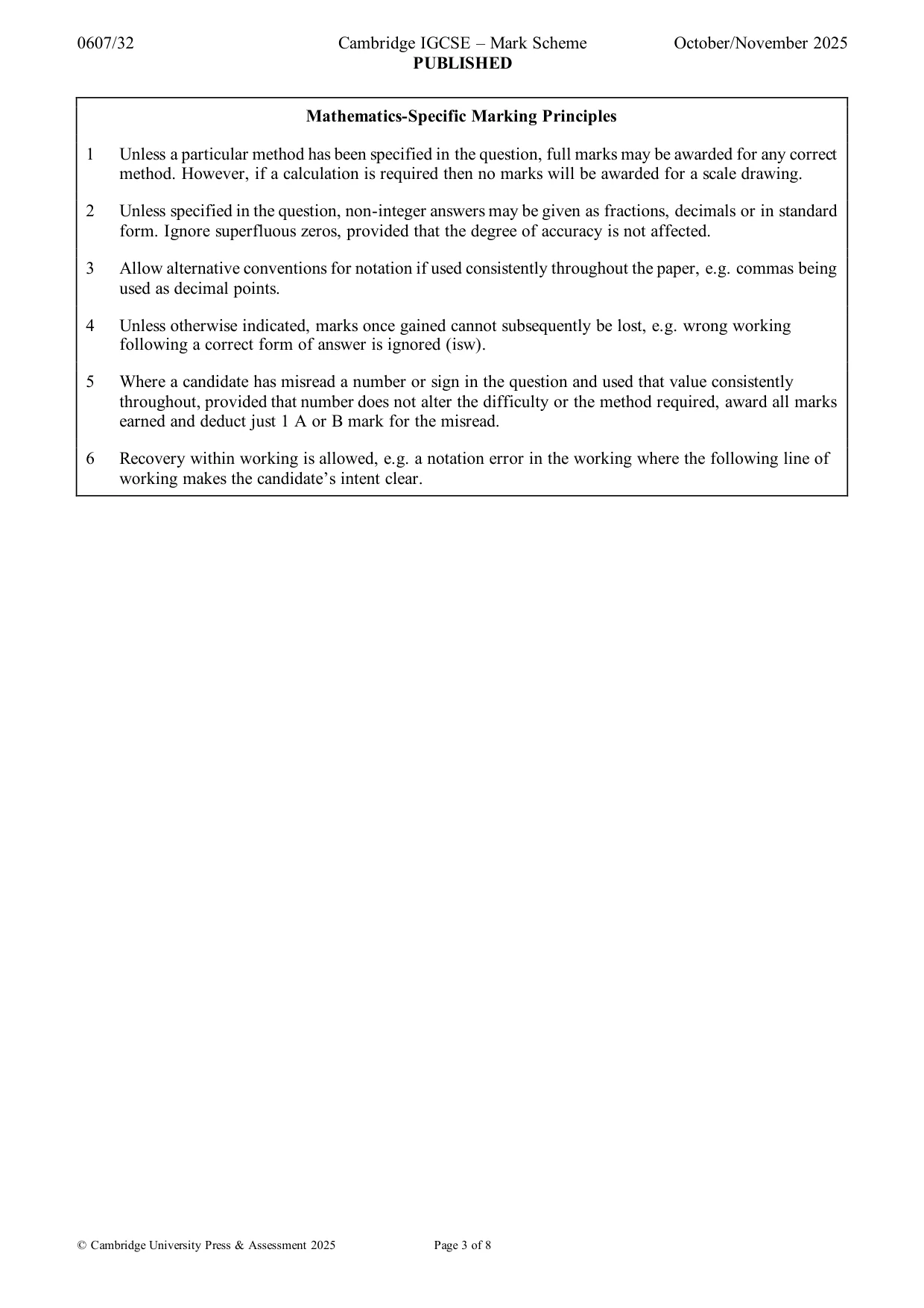 Mark scheme, page 3 of 8