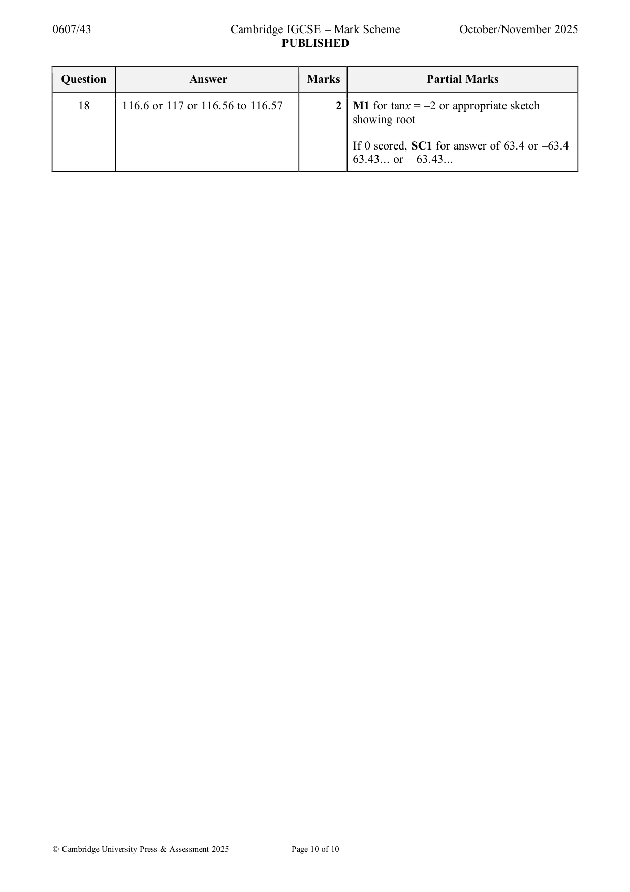 Mark scheme, page 10 of 10