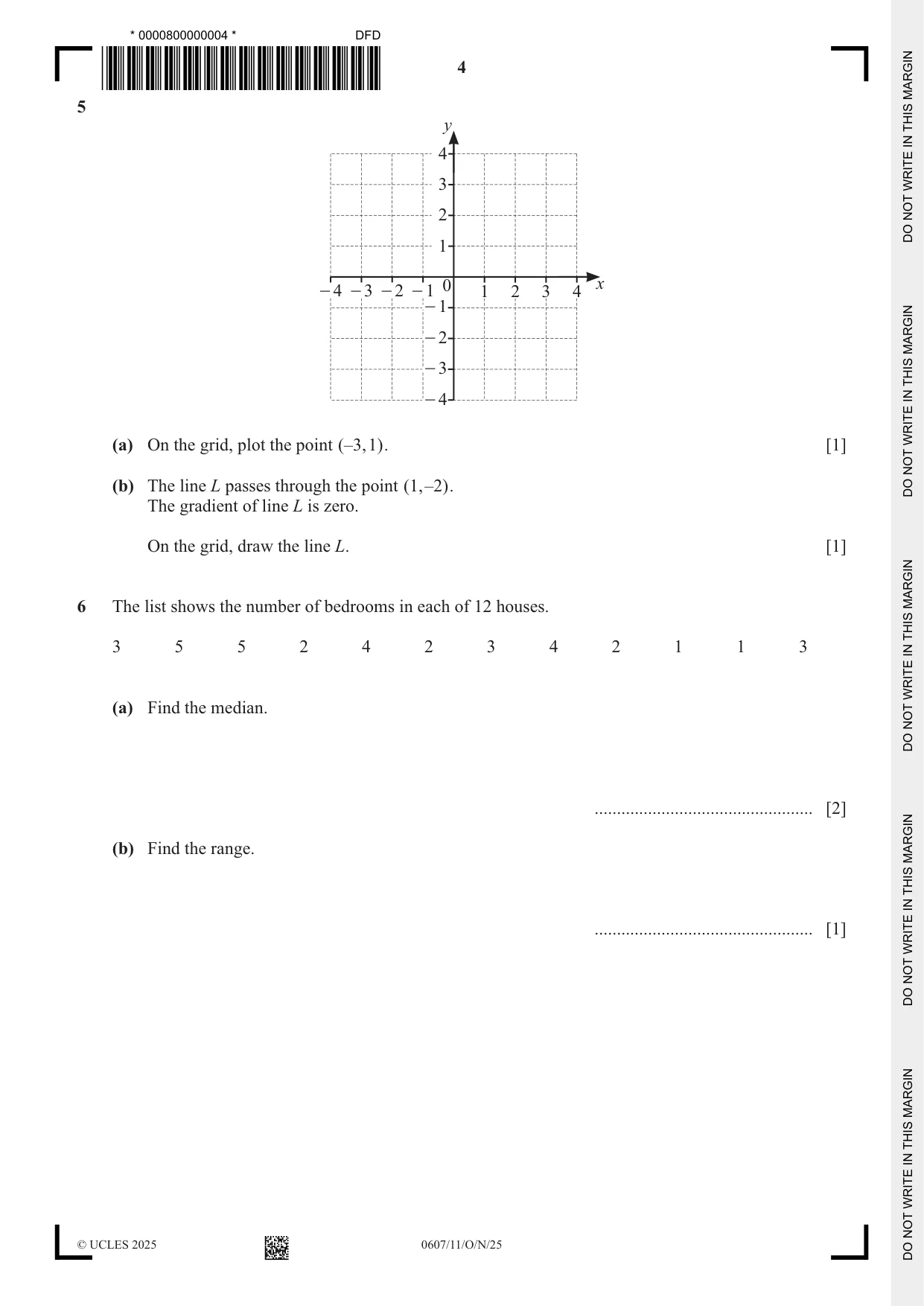 Cambridge IGCSE Mathematics - International 0607 2025 Oct/Nov Paper 1 · Variant 1 question paper, page 4 of 12