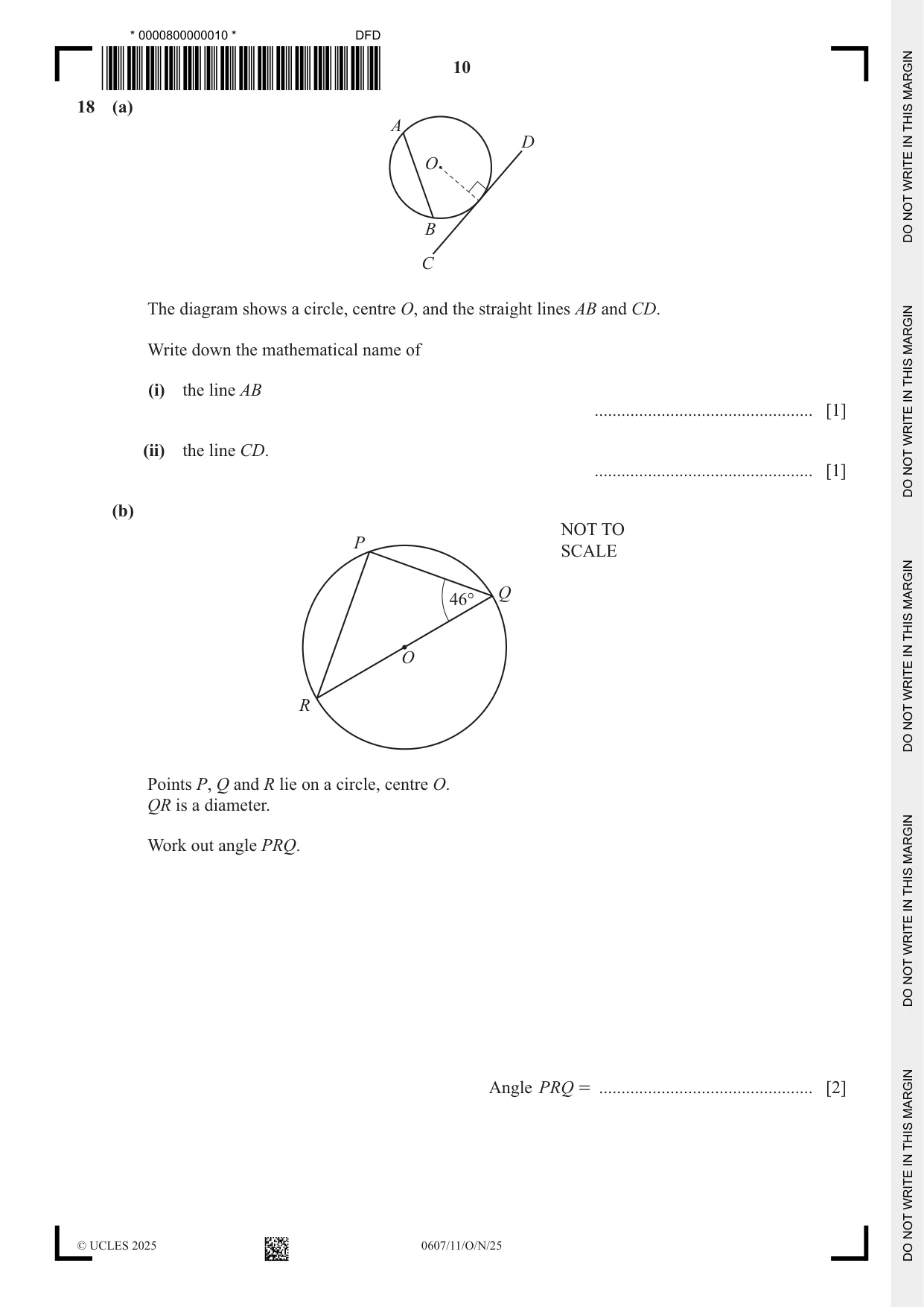 Cambridge IGCSE Mathematics - International 0607 2025 Oct/Nov Paper 1 · Variant 1 question paper, page 10 of 12