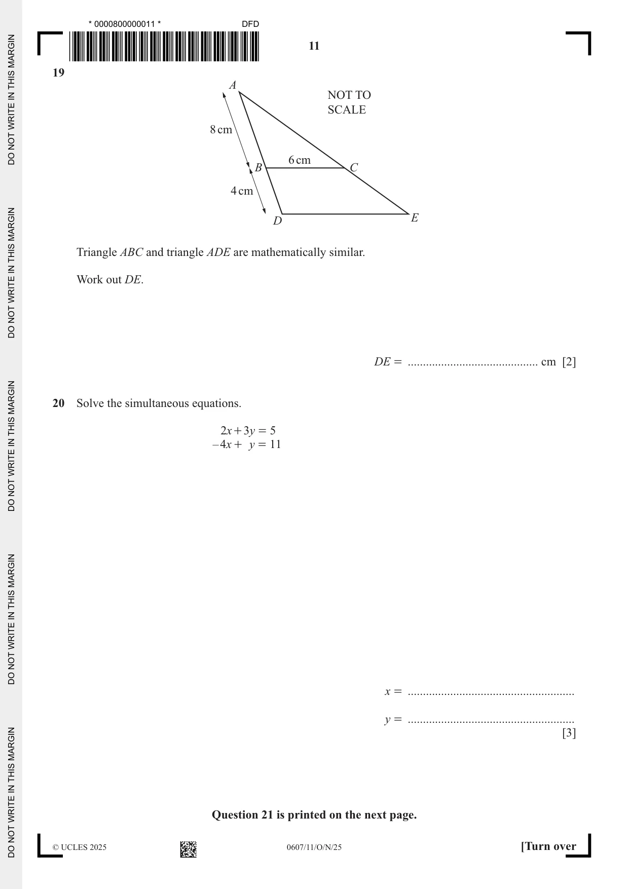 Cambridge IGCSE Mathematics - International 0607 2025 Oct/Nov Paper 1 · Variant 1 question paper, page 11 of 12