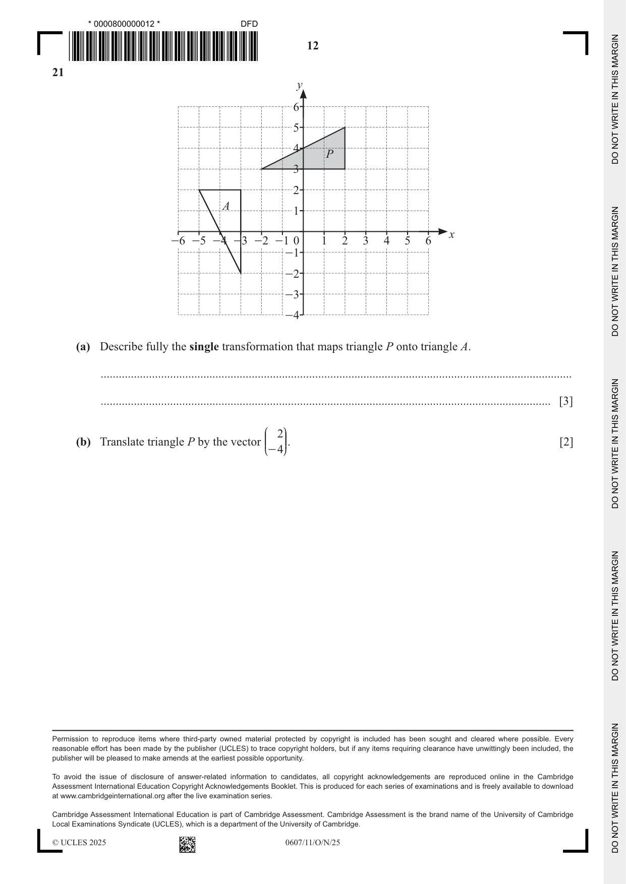 Cambridge IGCSE Mathematics - International 0607 2025 Oct/Nov Paper 1 · Variant 1 question paper, page 12 of 12