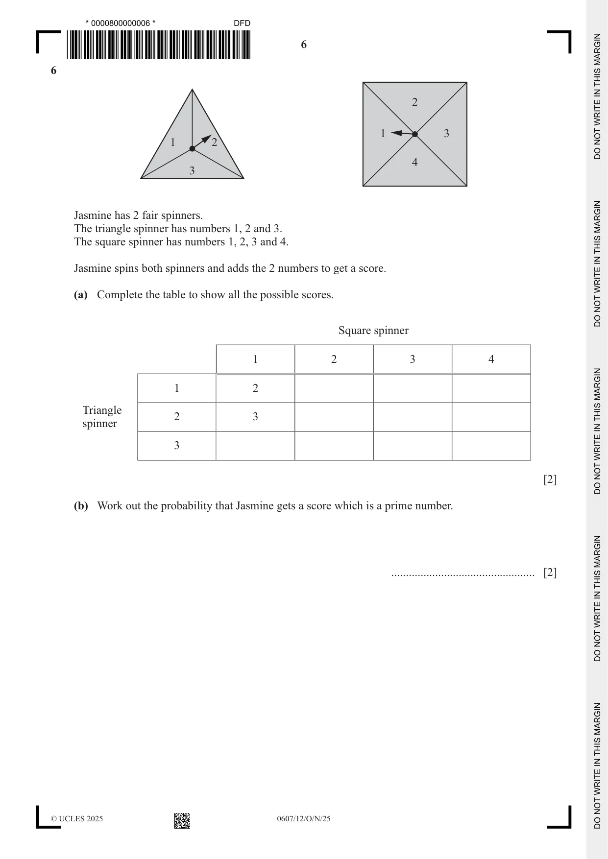 Cambridge IGCSE Mathematics - International 0607 2025 Oct/Nov Paper 1 · Variant 2 question paper, page 6 of 12