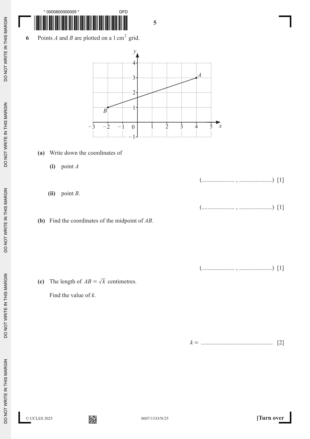 Cambridge IGCSE Mathematics - International 0607 2025 Oct/Nov Paper 1 · Variant 3 question paper, page 5 of 12