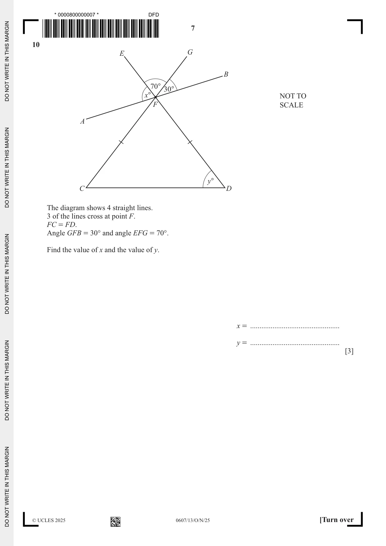 Cambridge IGCSE Mathematics - International 0607 2025 Oct/Nov Paper 1 · Variant 3 question paper, page 7 of 12
