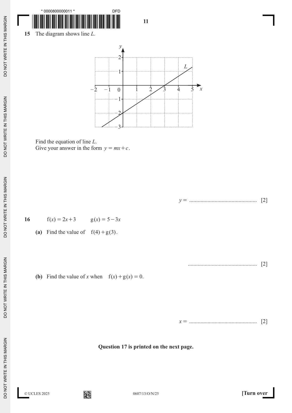 Cambridge IGCSE Mathematics - International 0607 2025 Oct/Nov Paper 1 · Variant 3 question paper, page 11 of 12