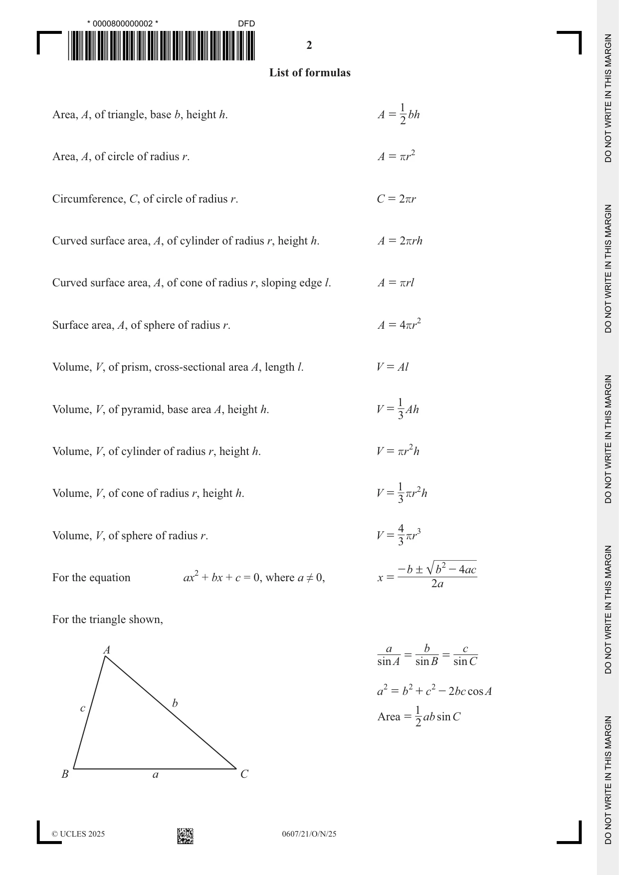 Cambridge IGCSE Mathematics - International 0607 2025 Oct/Nov Paper 2 · Variant 1 question paper, page 2 of 16