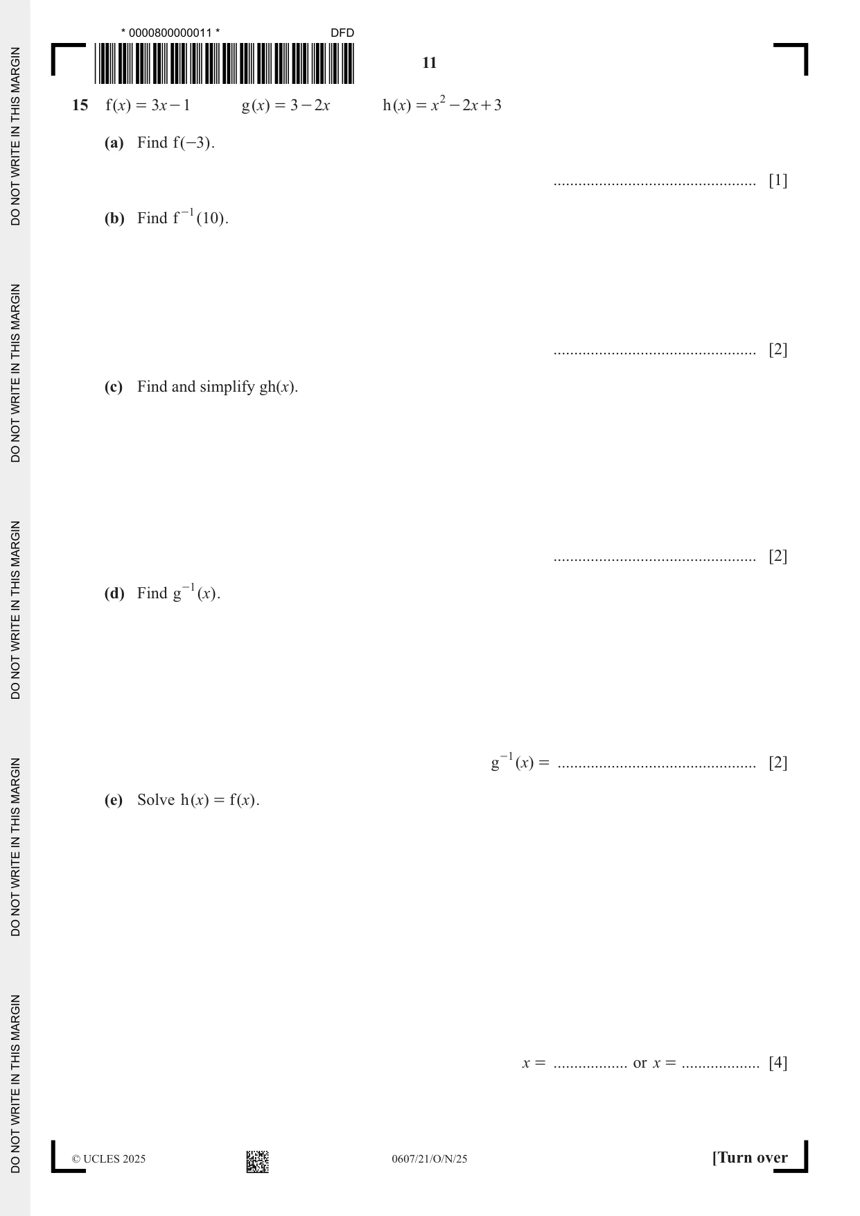 Cambridge IGCSE Mathematics - International 0607 2025 Oct/Nov Paper 2 · Variant 1 question paper, page 11 of 16