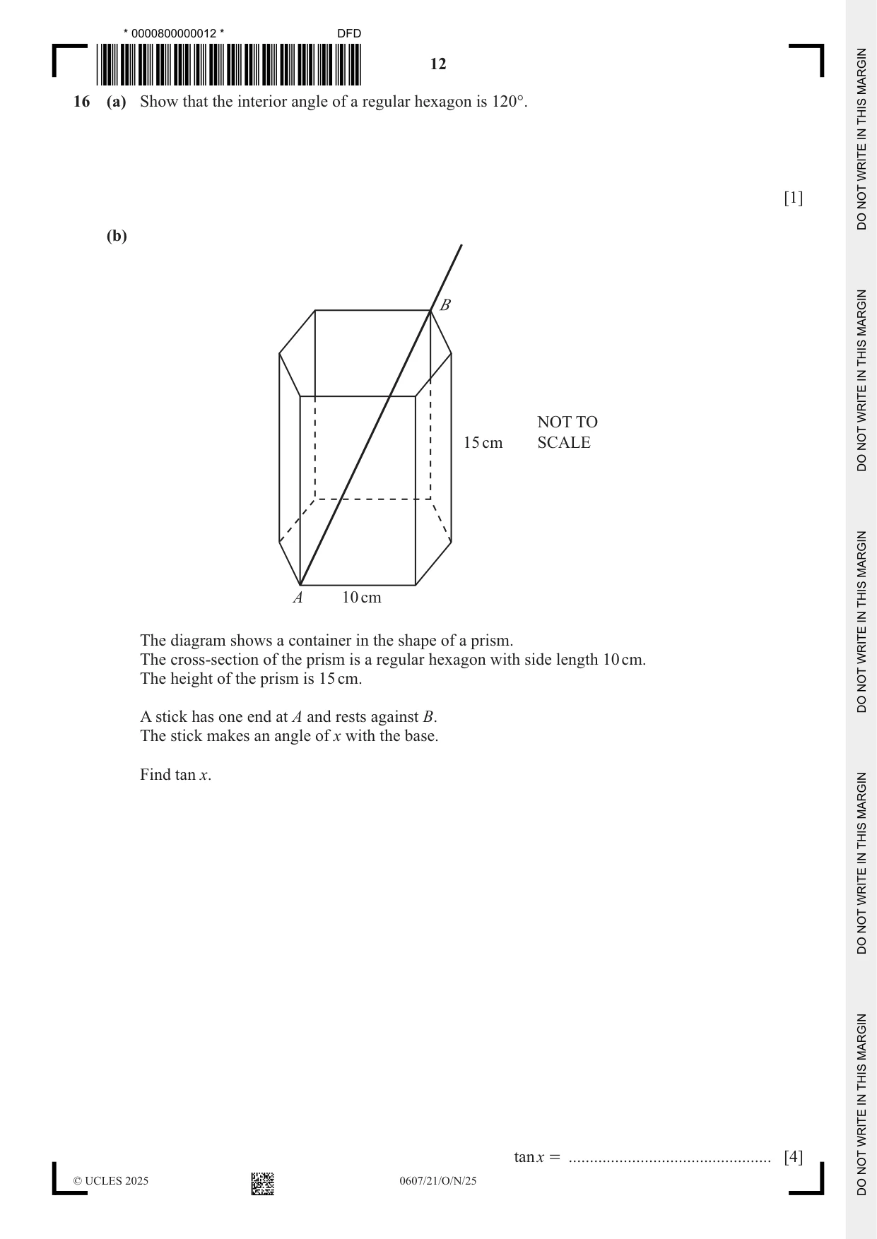Cambridge IGCSE Mathematics - International 0607 2025 Oct/Nov Paper 2 · Variant 1 question paper, page 12 of 16