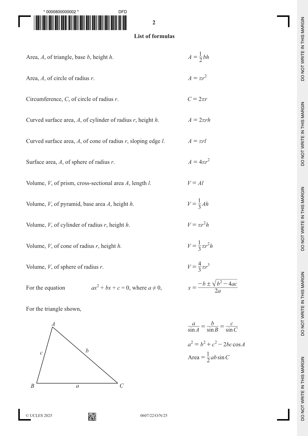 Cambridge IGCSE Mathematics - International 0607 2025 Oct/Nov Paper 2 · Variant 2 question paper, page 2 of 16