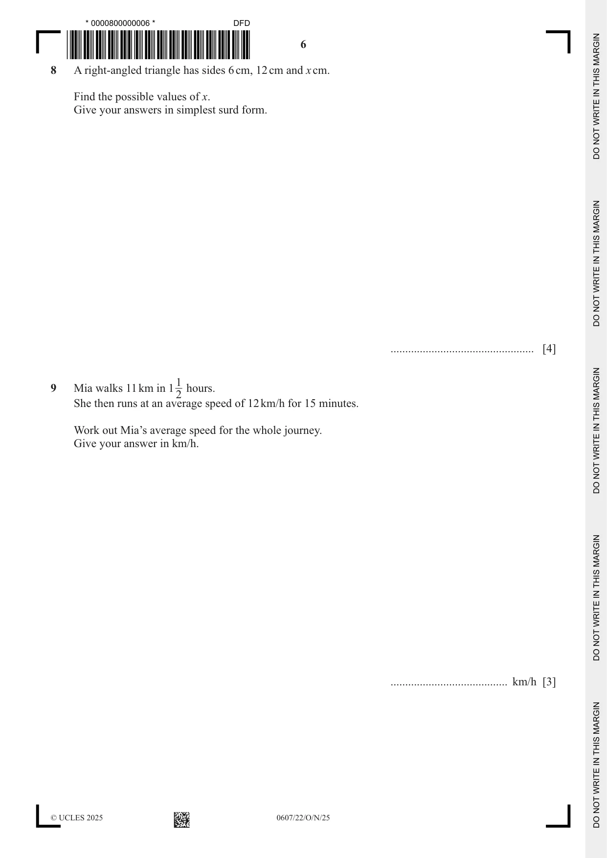 Cambridge IGCSE Mathematics - International 0607 2025 Oct/Nov Paper 2 · Variant 2 question paper, page 6 of 16