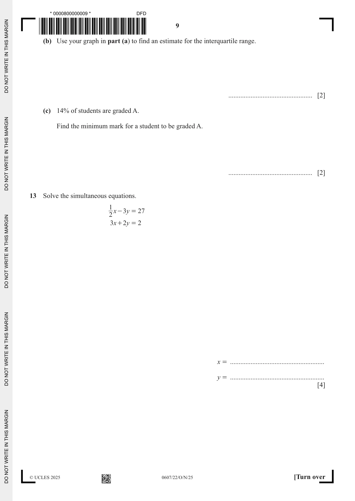 Cambridge IGCSE Mathematics - International 0607 2025 Oct/Nov Paper 2 · Variant 2 question paper, page 9 of 16