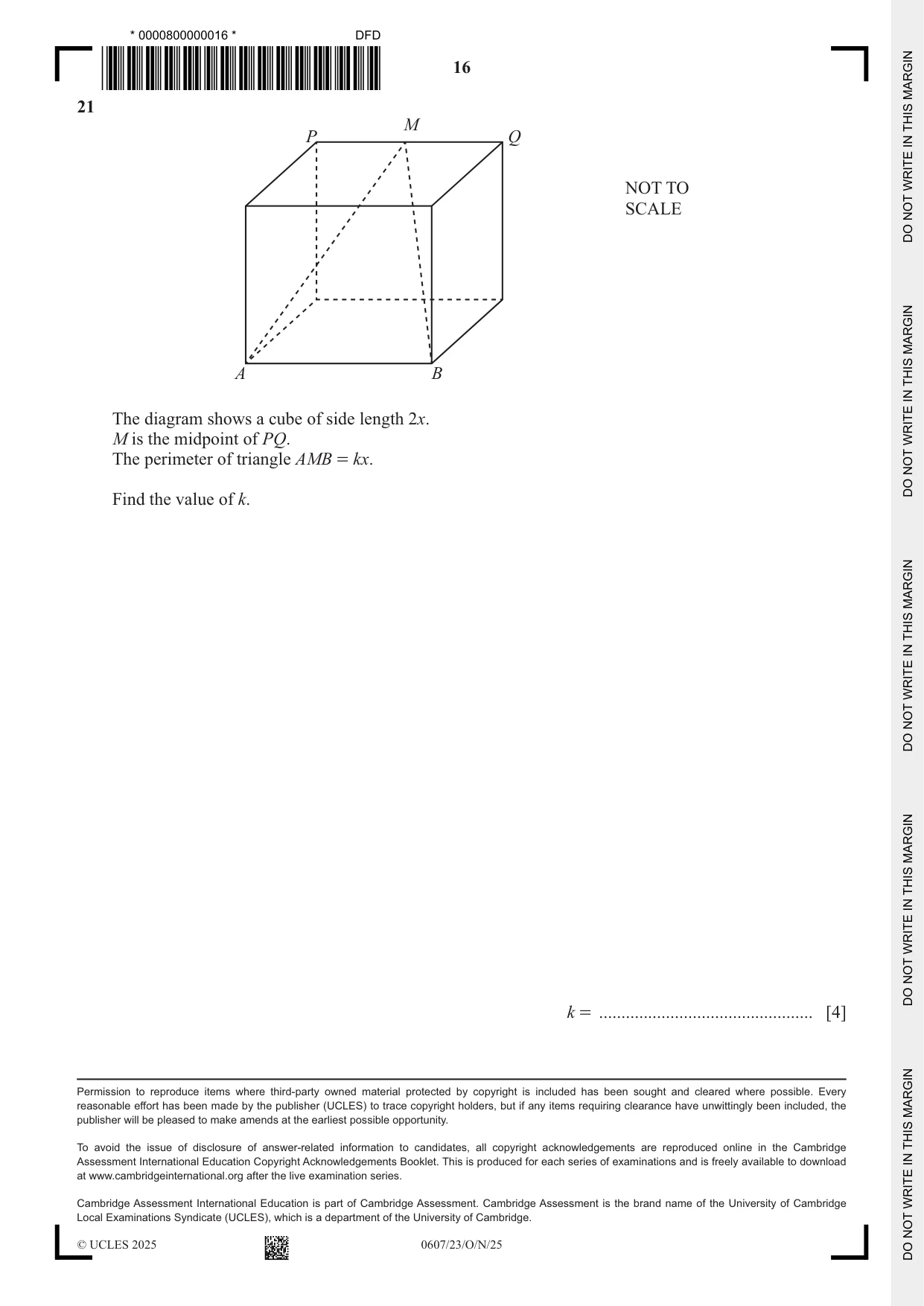 Cambridge IGCSE Mathematics - International 0607 2025 Oct/Nov Paper 2 · Variant 3 question paper, page 16 of 16