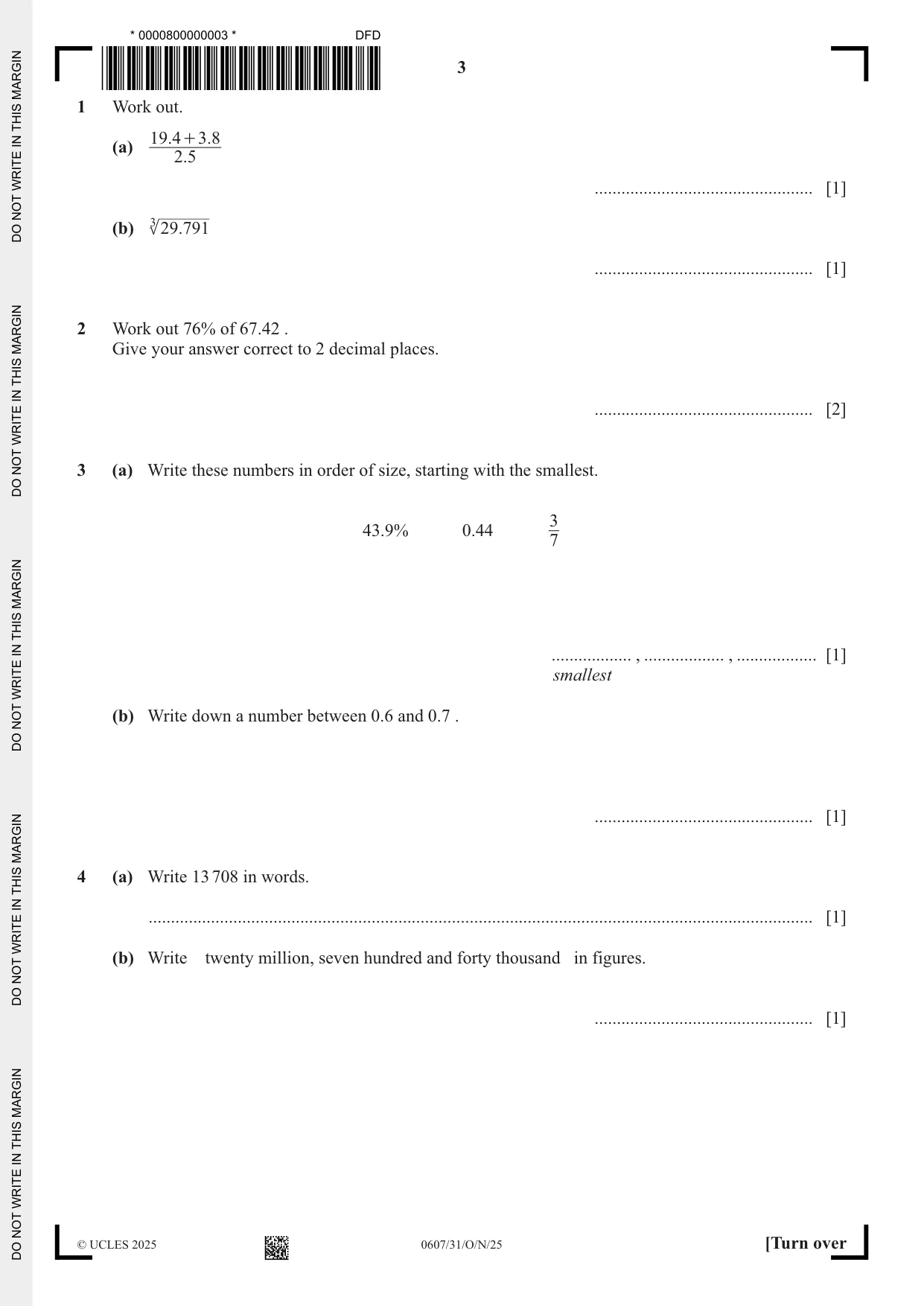Cambridge IGCSE Mathematics - International 0607 2025 Oct/Nov Paper 3 · Variant 1 question paper, page 3 of 12