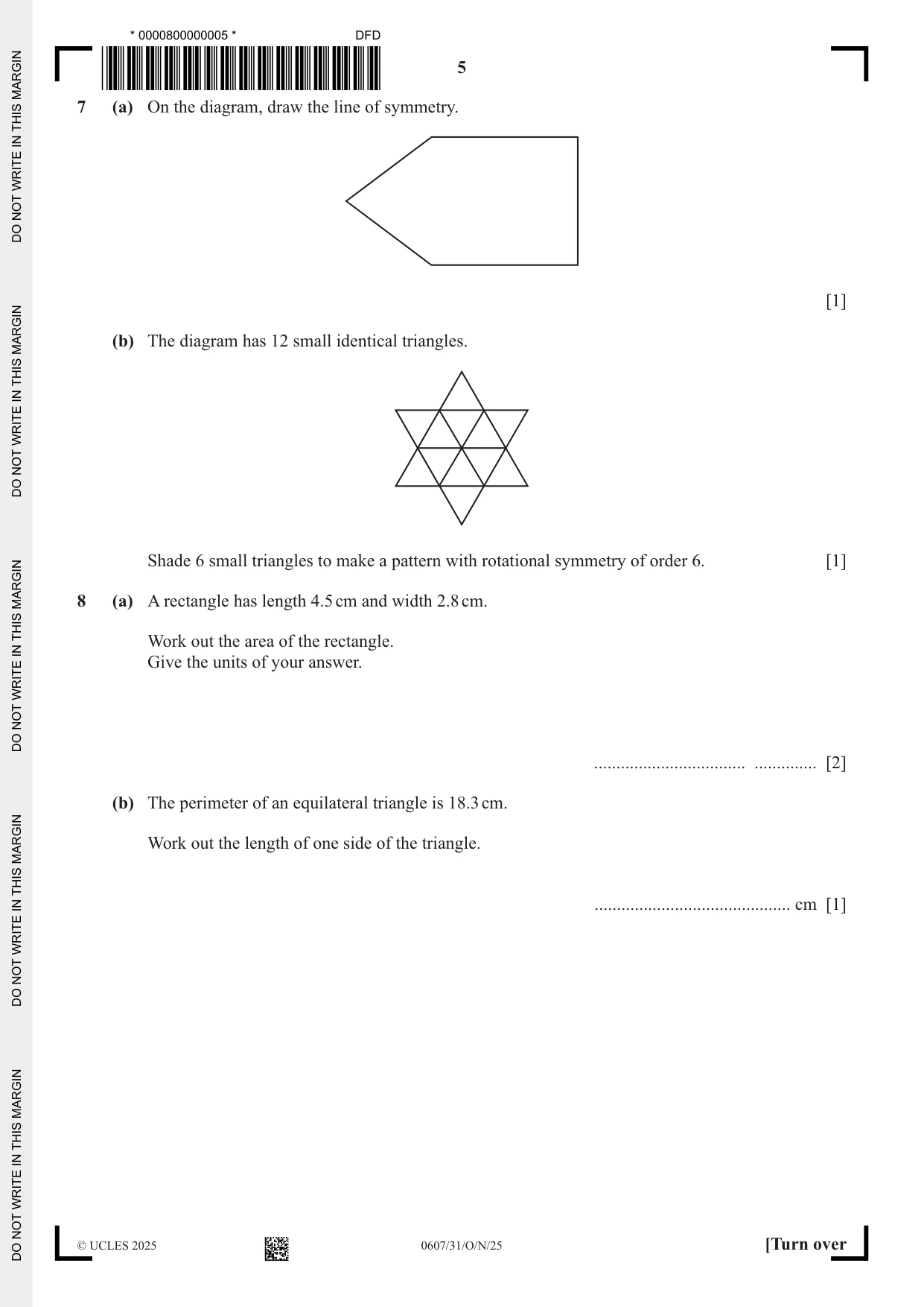 Cambridge IGCSE Mathematics - International 0607 2025 Oct/Nov Paper 3 · Variant 1 question paper, page 5 of 12