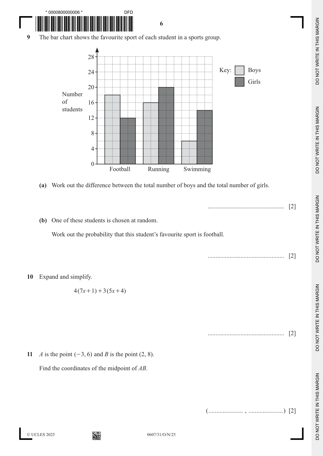 Cambridge IGCSE Mathematics - International 0607 2025 Oct/Nov Paper 3 · Variant 1 question paper, page 6 of 12