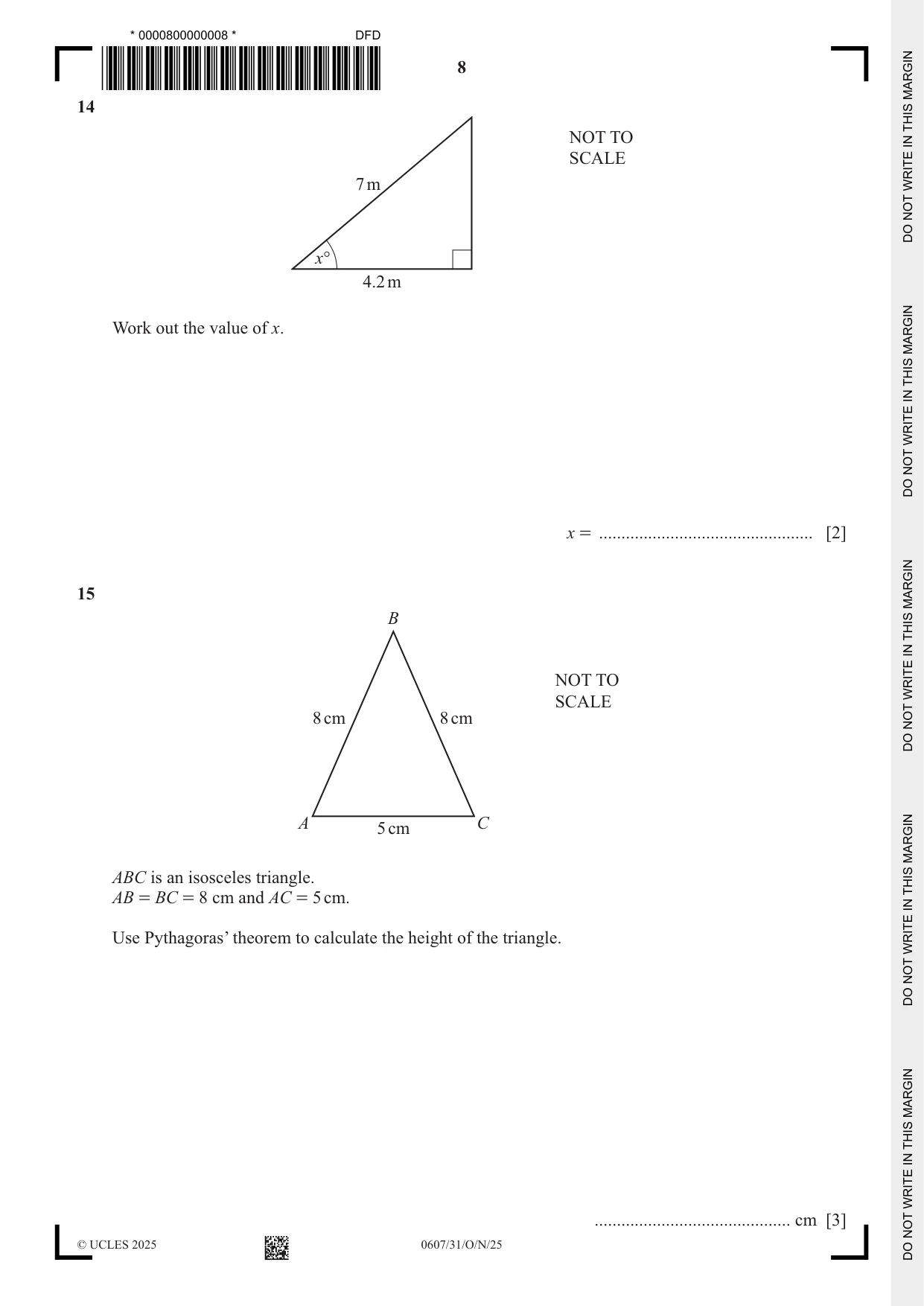 Cambridge IGCSE Mathematics - International 0607 2025 Oct/Nov Paper 3 · Variant 1 question paper, page 8 of 12