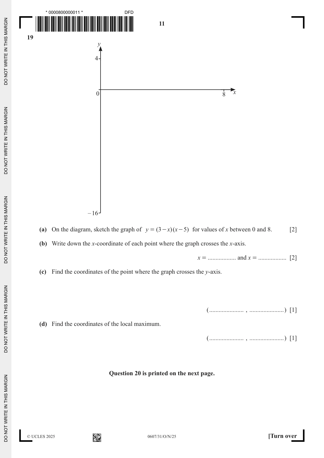 Cambridge IGCSE Mathematics - International 0607 2025 Oct/Nov Paper 3 · Variant 1 question paper, page 11 of 12