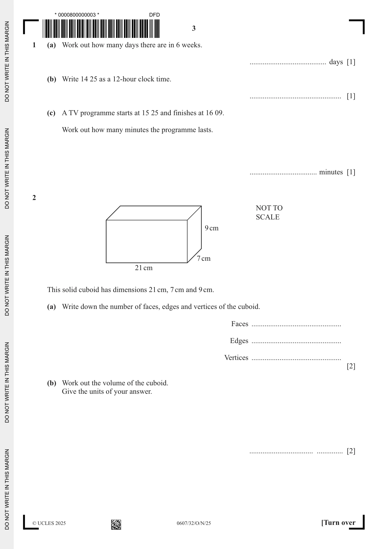 Cambridge IGCSE Mathematics - International 0607 2025 Oct/Nov Paper 3 · Variant 2 question paper, page 3 of 12