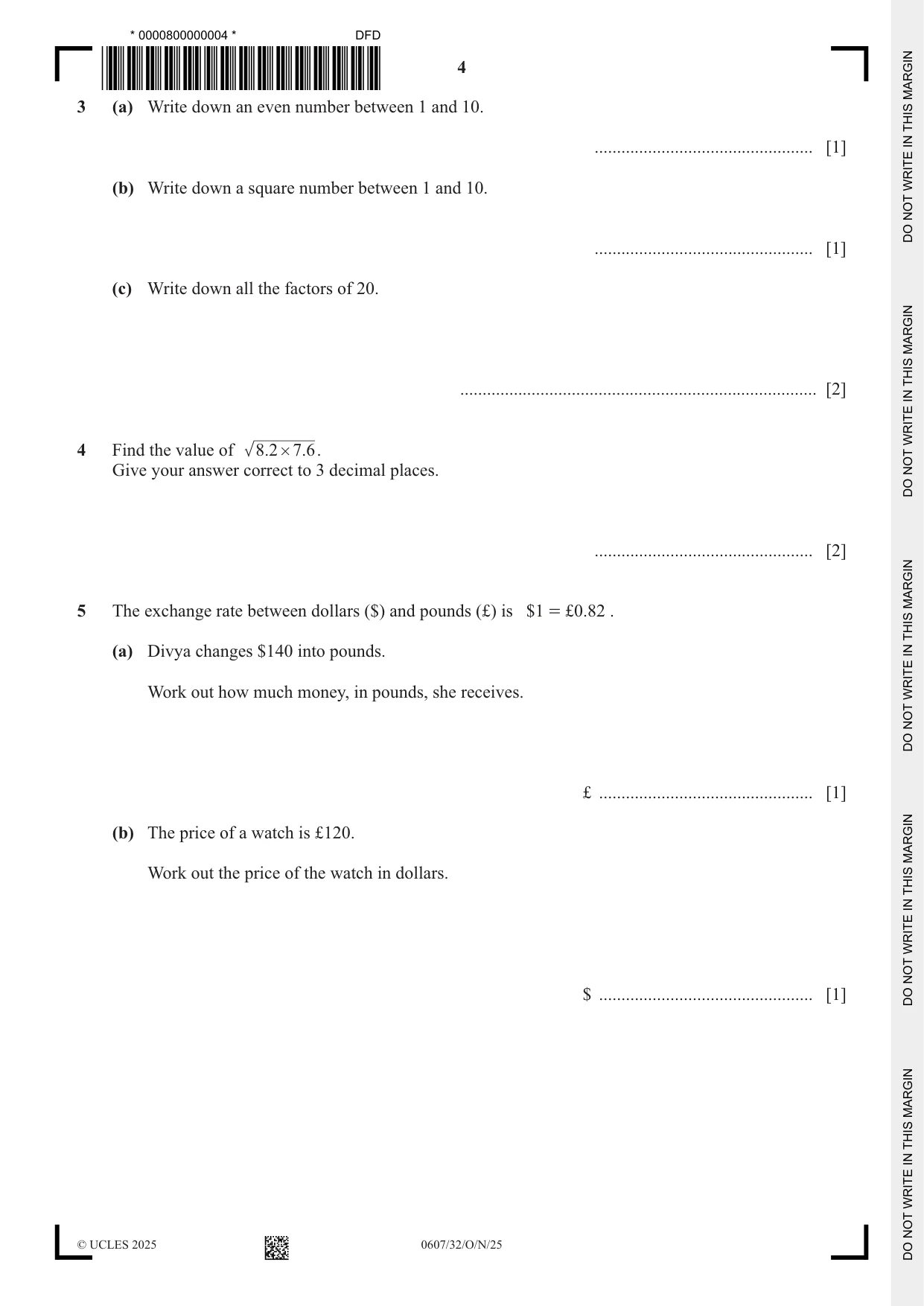 Cambridge IGCSE Mathematics - International 0607 2025 Oct/Nov Paper 3 · Variant 2 question paper, page 4 of 12