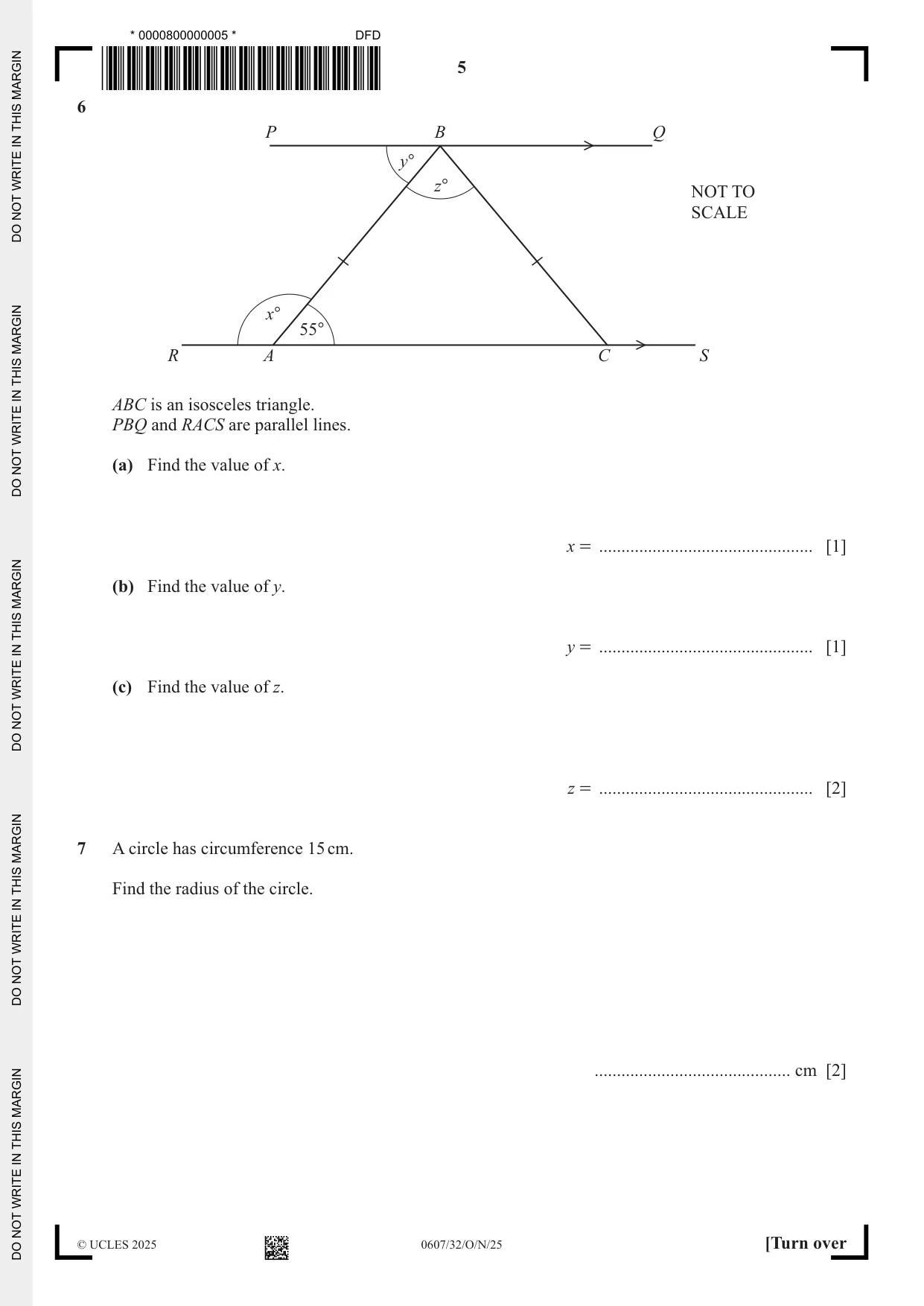 Cambridge IGCSE Mathematics - International 0607 2025 Oct/Nov Paper 3 · Variant 2 question paper, page 5 of 12