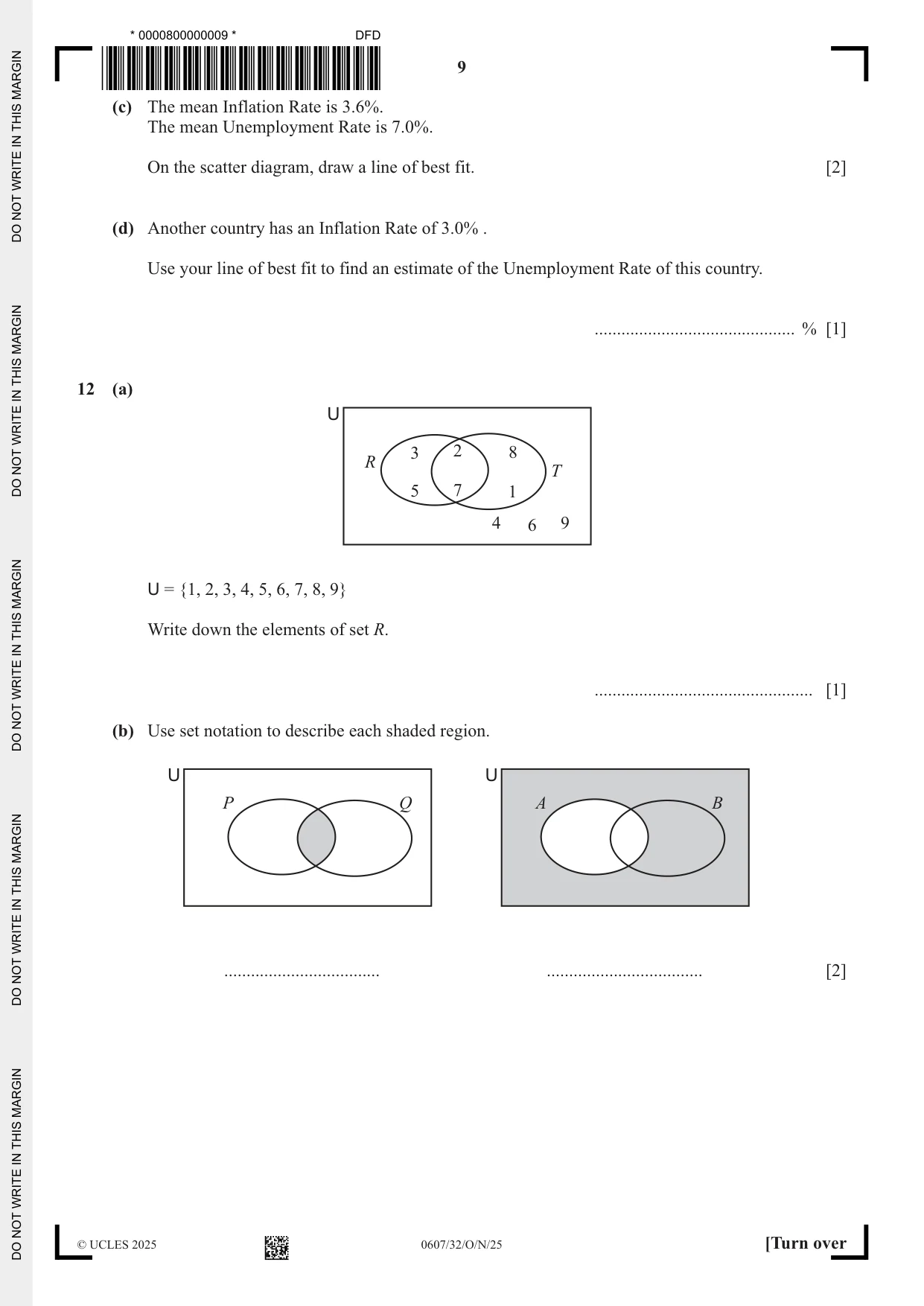 Cambridge IGCSE Mathematics - International 0607 2025 Oct/Nov Paper 3 · Variant 2 question paper, page 9 of 12