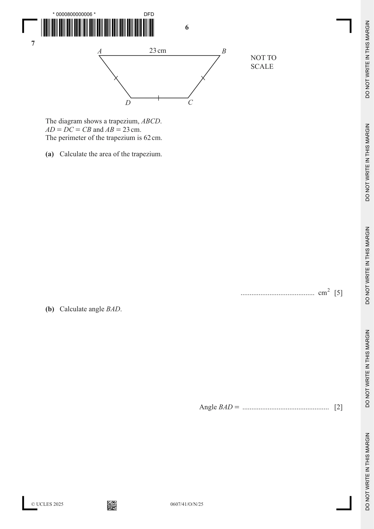 Cambridge IGCSE Mathematics - International 0607 2025 Oct/Nov Paper 4 · Variant 1 question paper, page 6 of 16