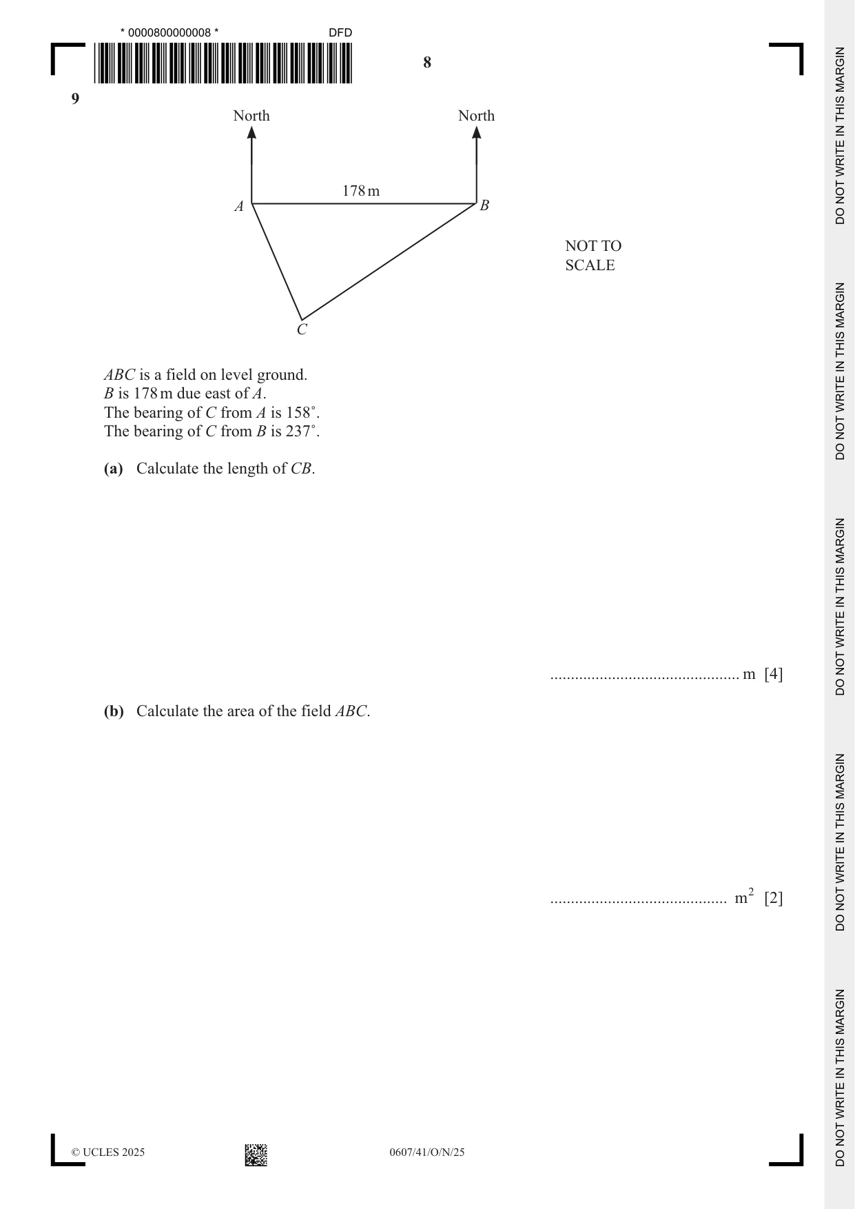 Cambridge IGCSE Mathematics - International 0607 2025 Oct/Nov Paper 4 · Variant 1 question paper, page 8 of 16