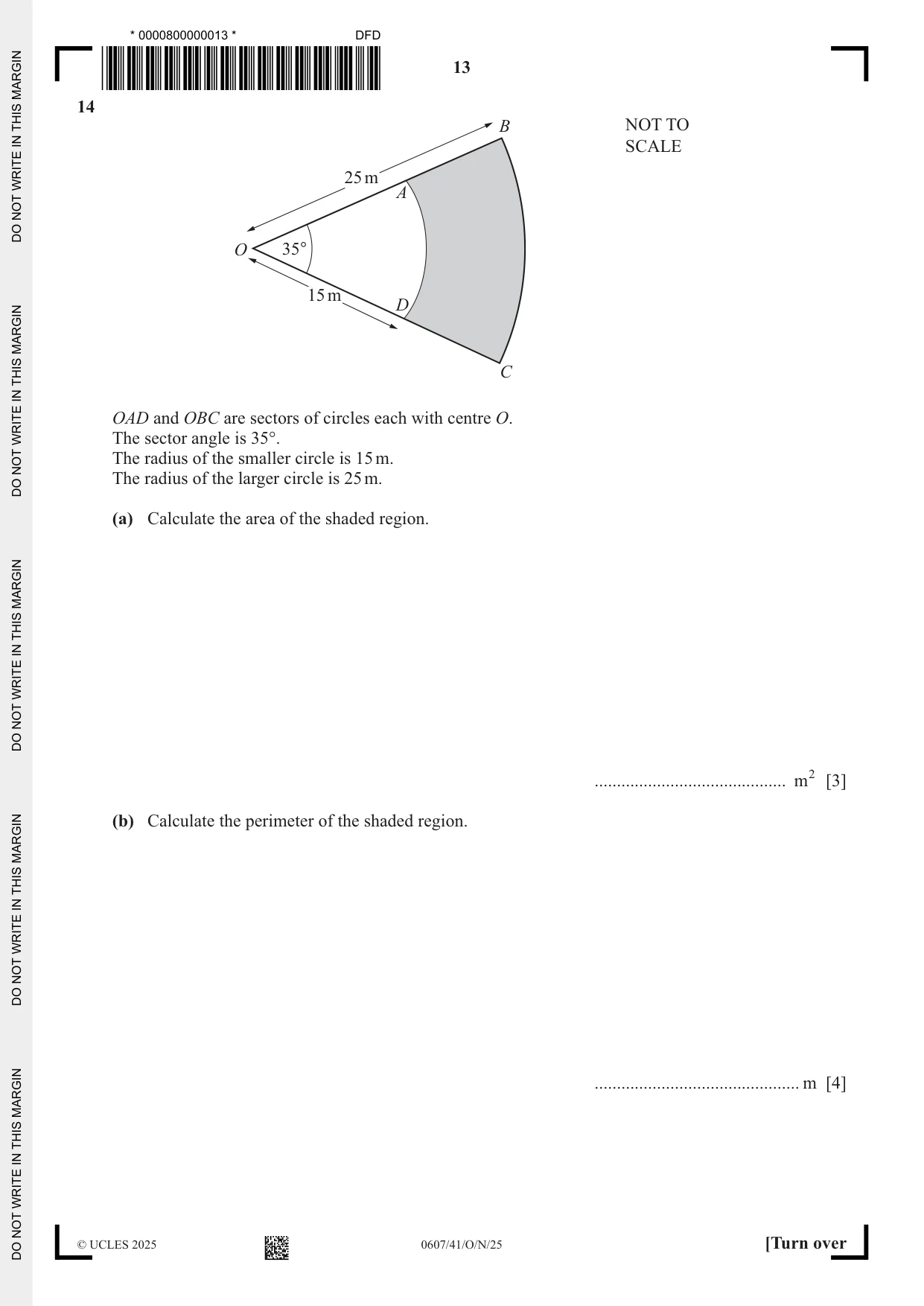 Cambridge IGCSE Mathematics - International 0607 2025 Oct/Nov Paper 4 · Variant 1 question paper, page 13 of 16