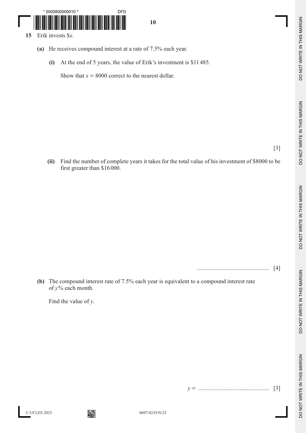 Cambridge IGCSE Mathematics - International 0607 2025 Oct/Nov Paper 4 · Variant 2 question paper, page 10 of 12