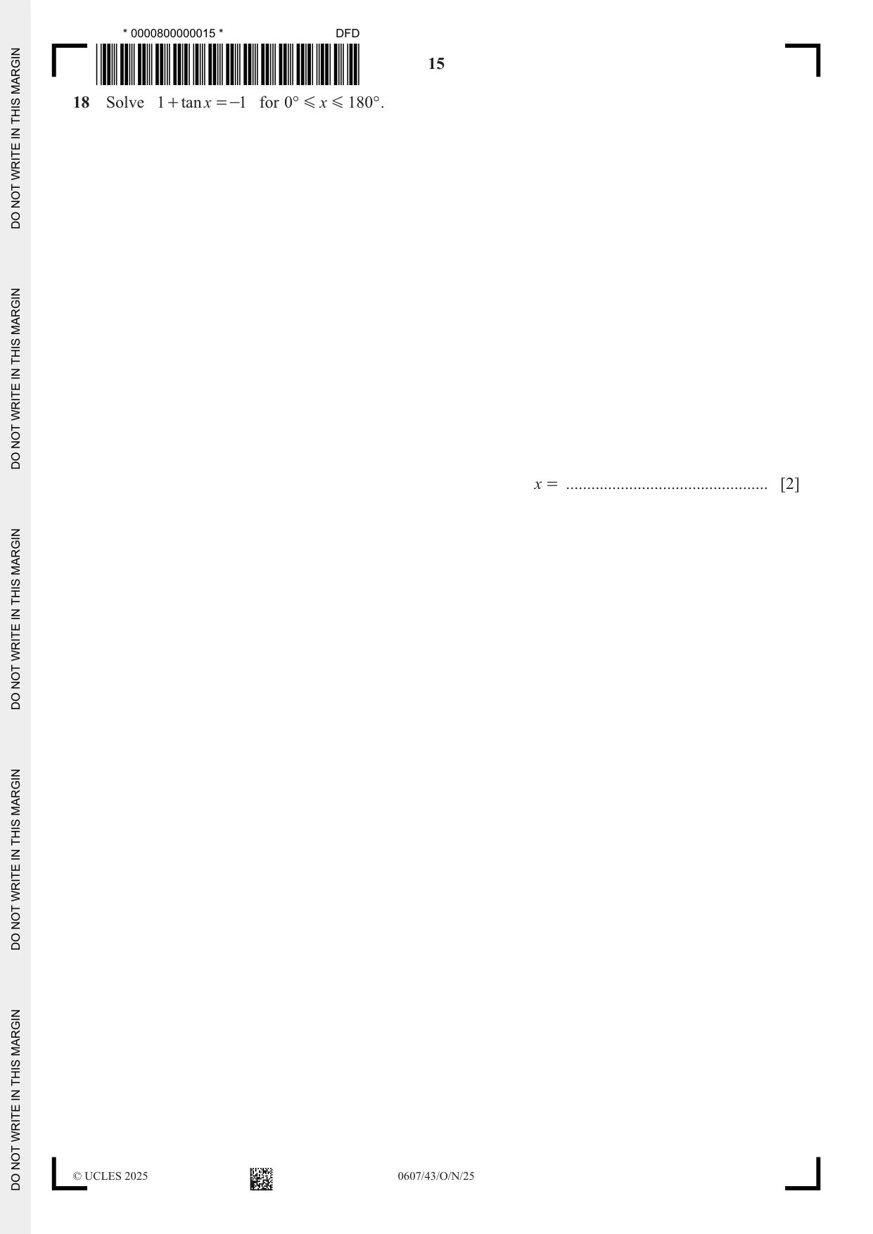 Cambridge IGCSE Mathematics - International 0607 2025 Oct/Nov Paper 4 · Variant 3 question paper, page 15 of 16