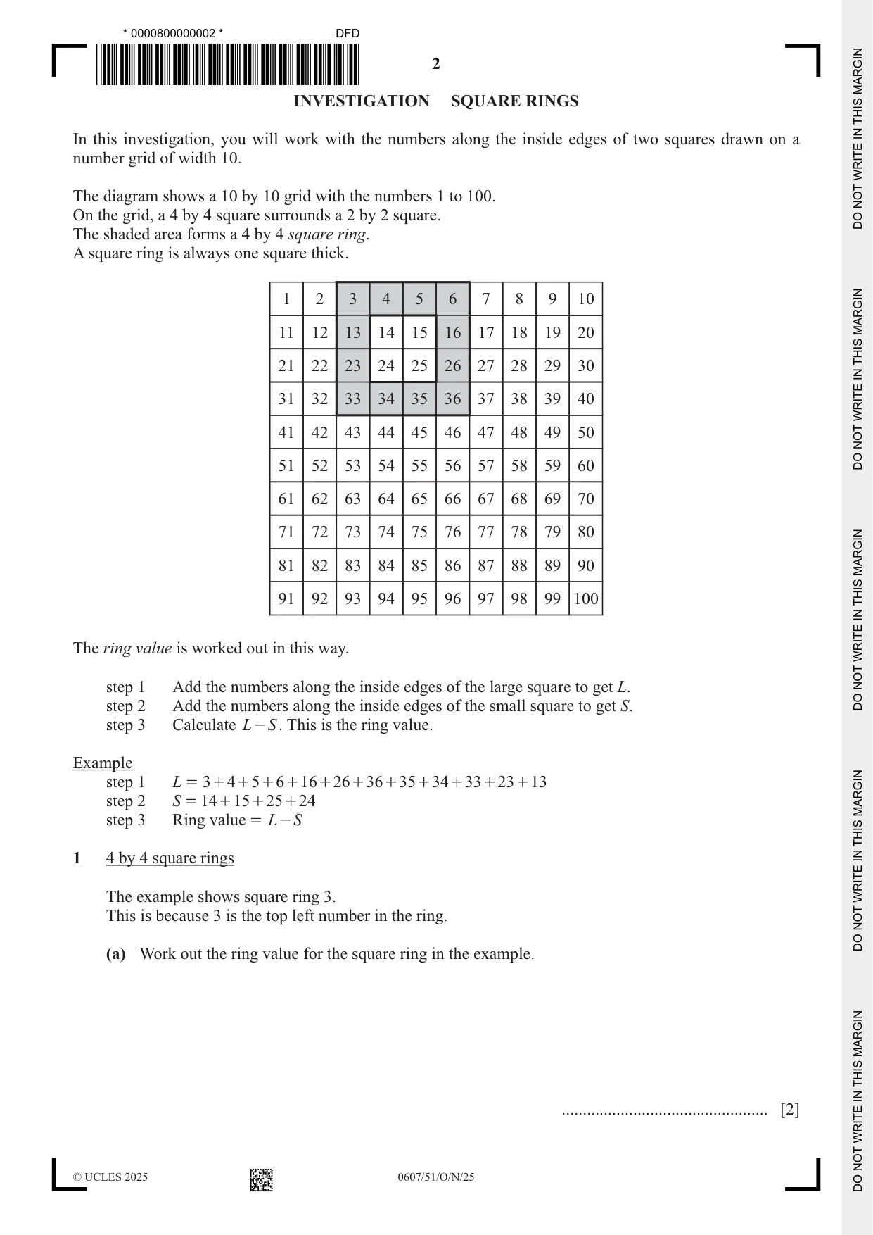 Cambridge IGCSE Mathematics - International 0607 2025 Oct/Nov Paper 5 · Variant 1 question paper, page 2 of 8