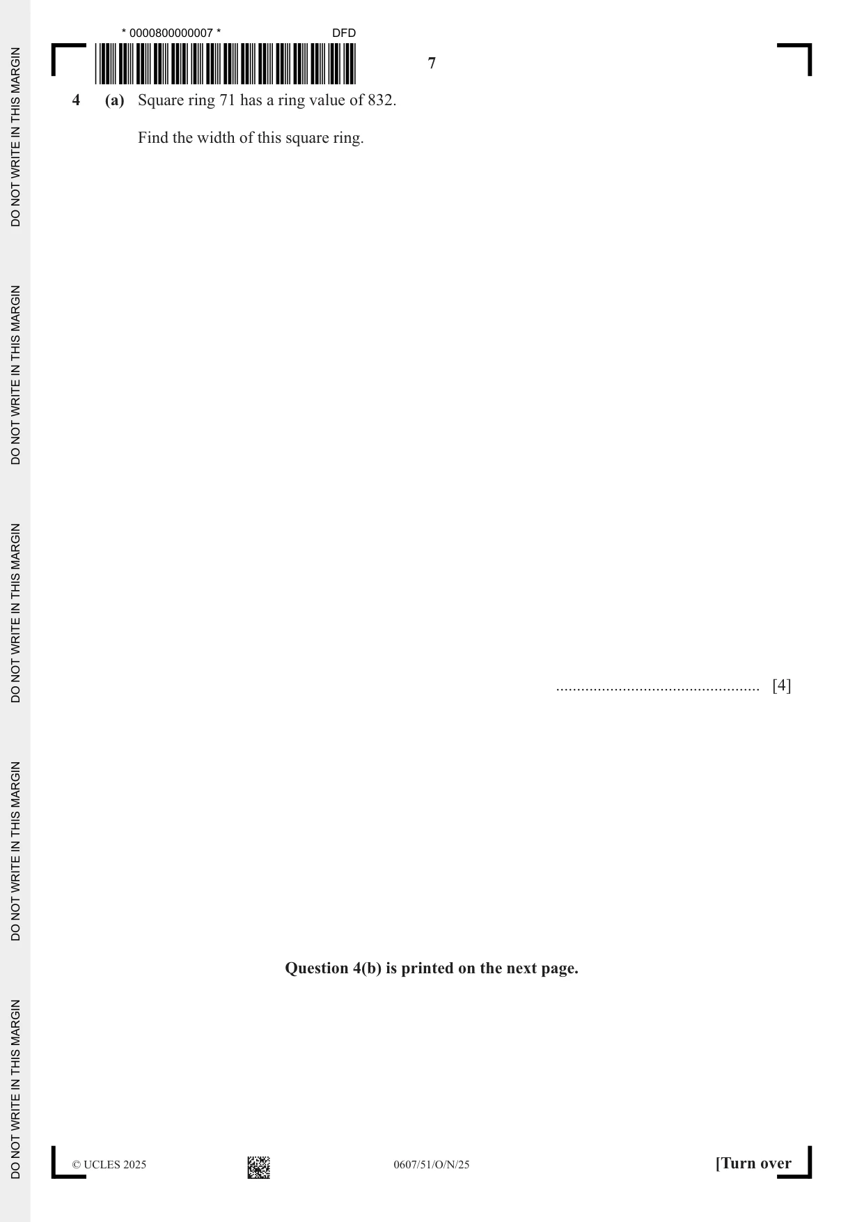 Cambridge IGCSE Mathematics - International 0607 2025 Oct/Nov Paper 5 · Variant 1 question paper, page 7 of 8