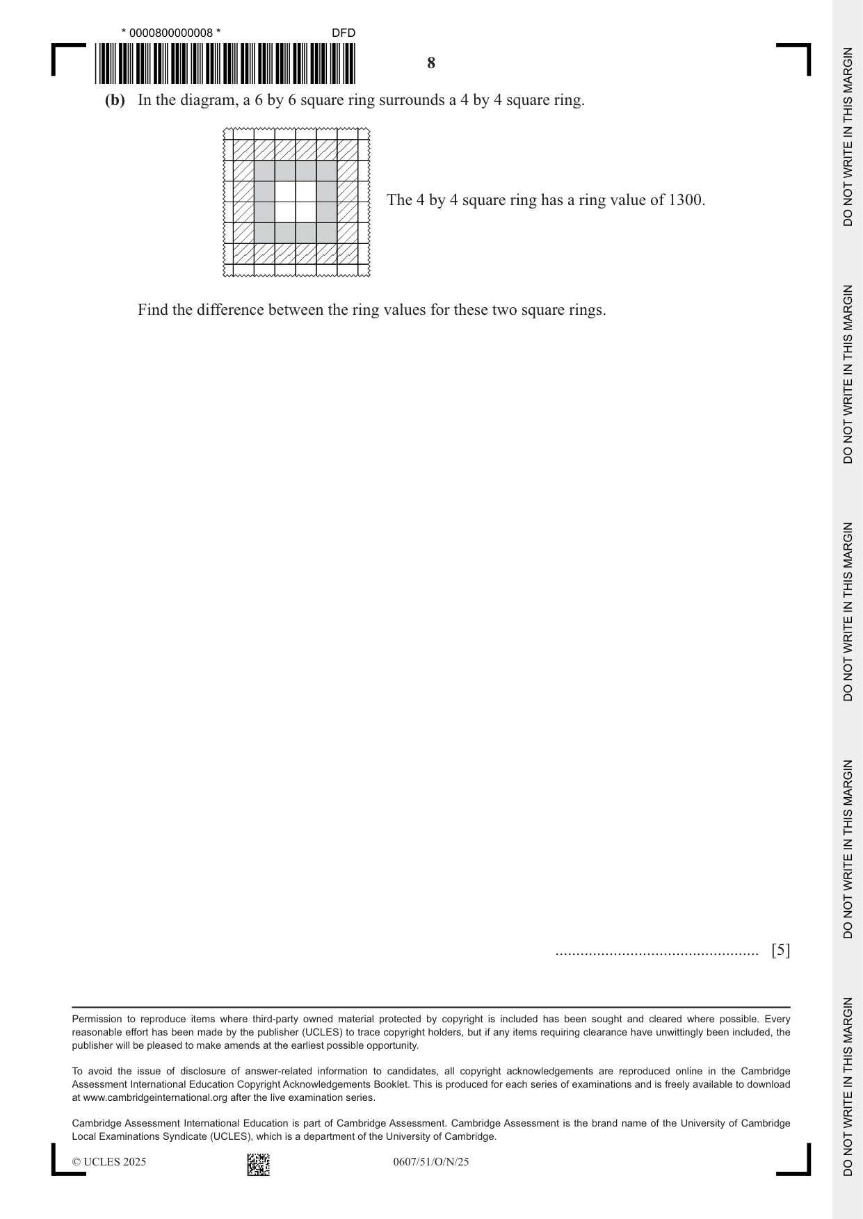 Cambridge IGCSE Mathematics - International 0607 2025 Oct/Nov Paper 5 · Variant 1 question paper, page 8 of 8
