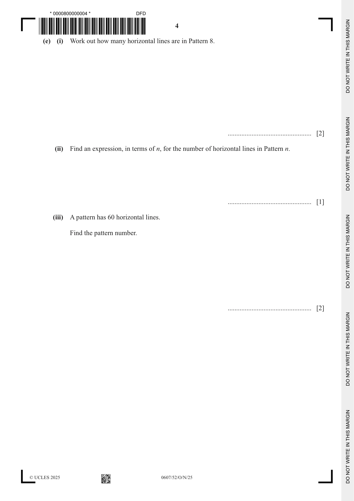 Cambridge IGCSE Mathematics - International 0607 2025 Oct/Nov Paper 5 · Variant 2 question paper, page 4 of 8