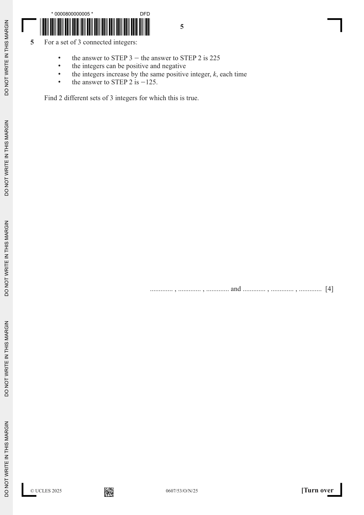 Cambridge IGCSE Mathematics - International 0607 2025 Oct/Nov Paper 5 · Variant 3 question paper, page 5 of 8