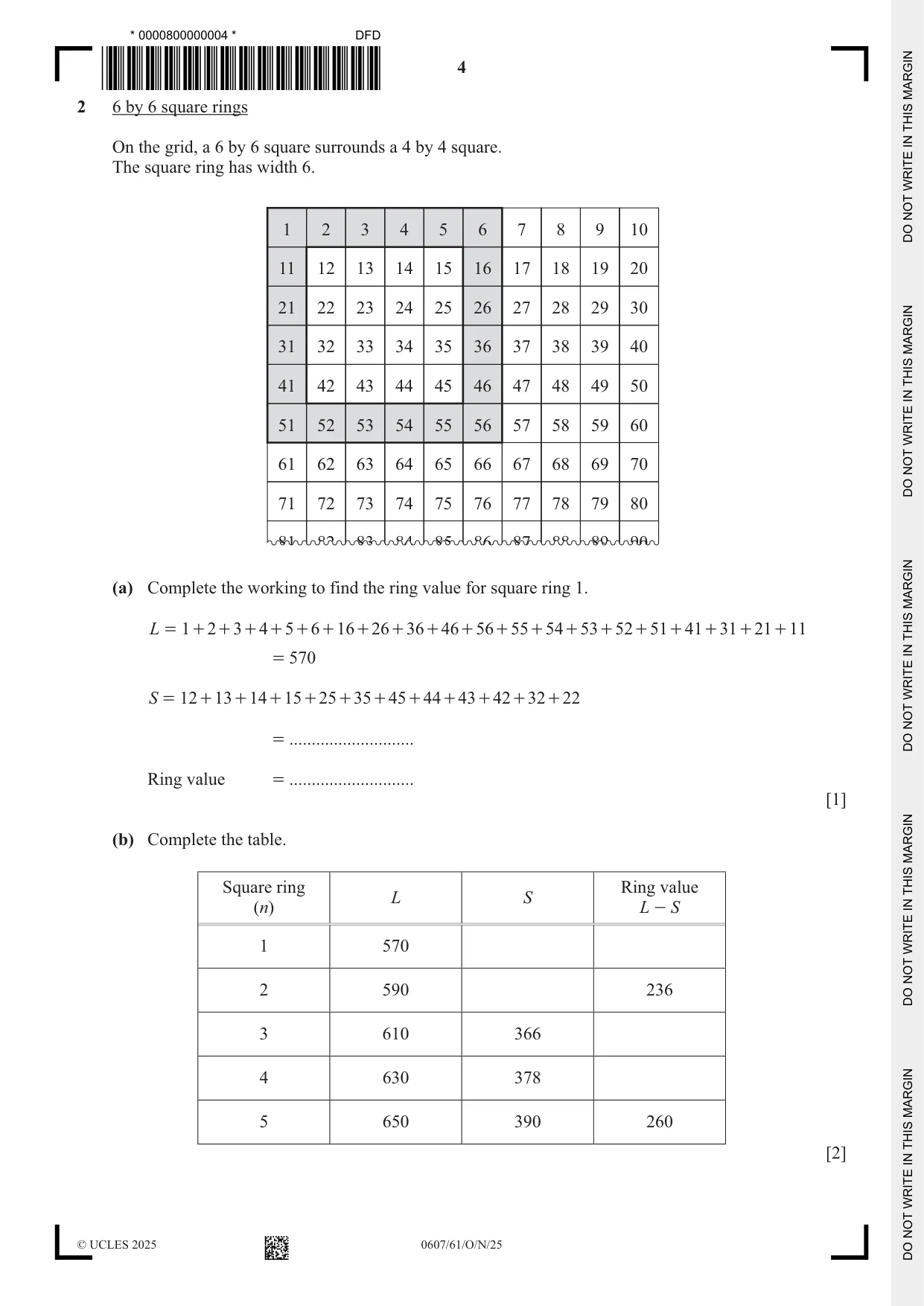 Cambridge IGCSE Mathematics - International 0607 2025 Oct/Nov Paper 6 · Variant 1 question paper, page 4 of 12