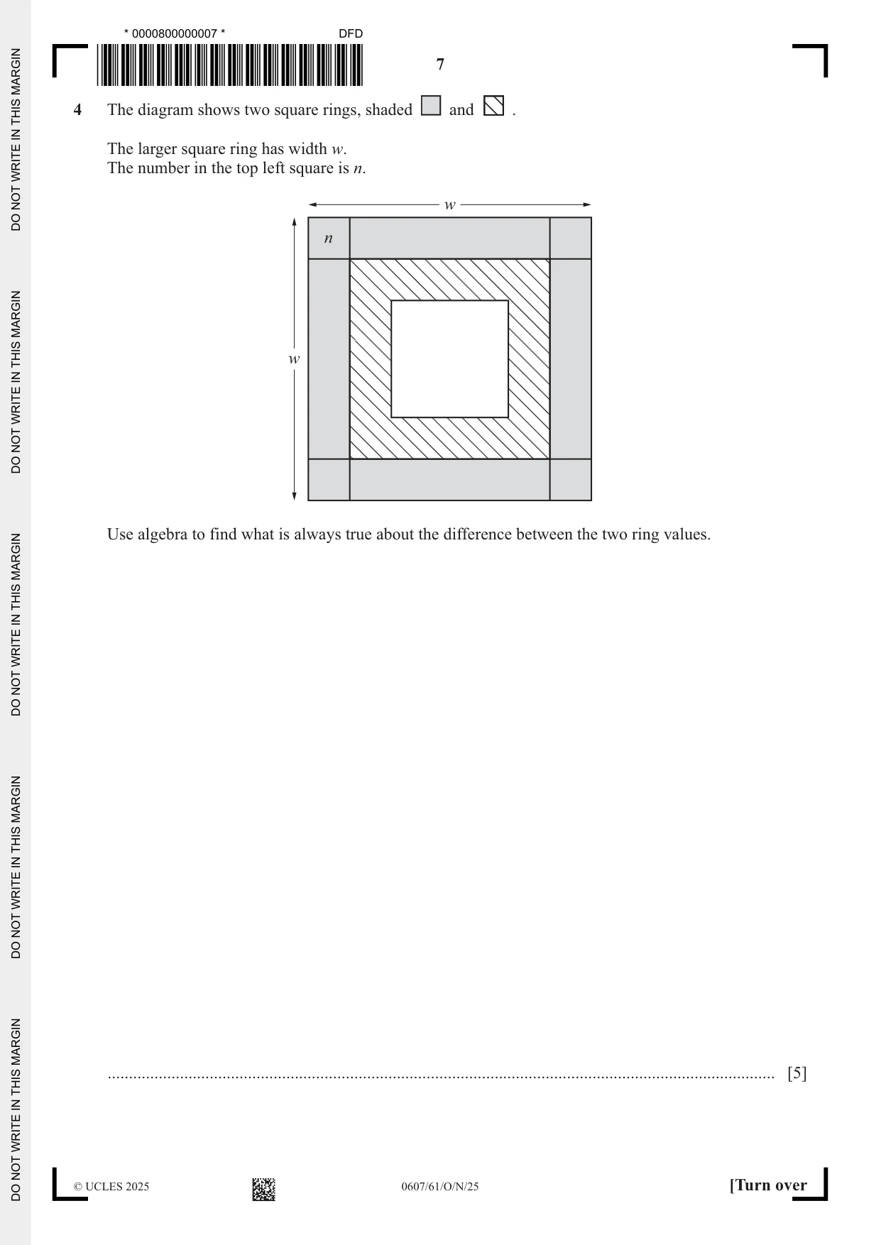 Cambridge IGCSE Mathematics - International 0607 2025 Oct/Nov Paper 6 · Variant 1 question paper, page 7 of 12