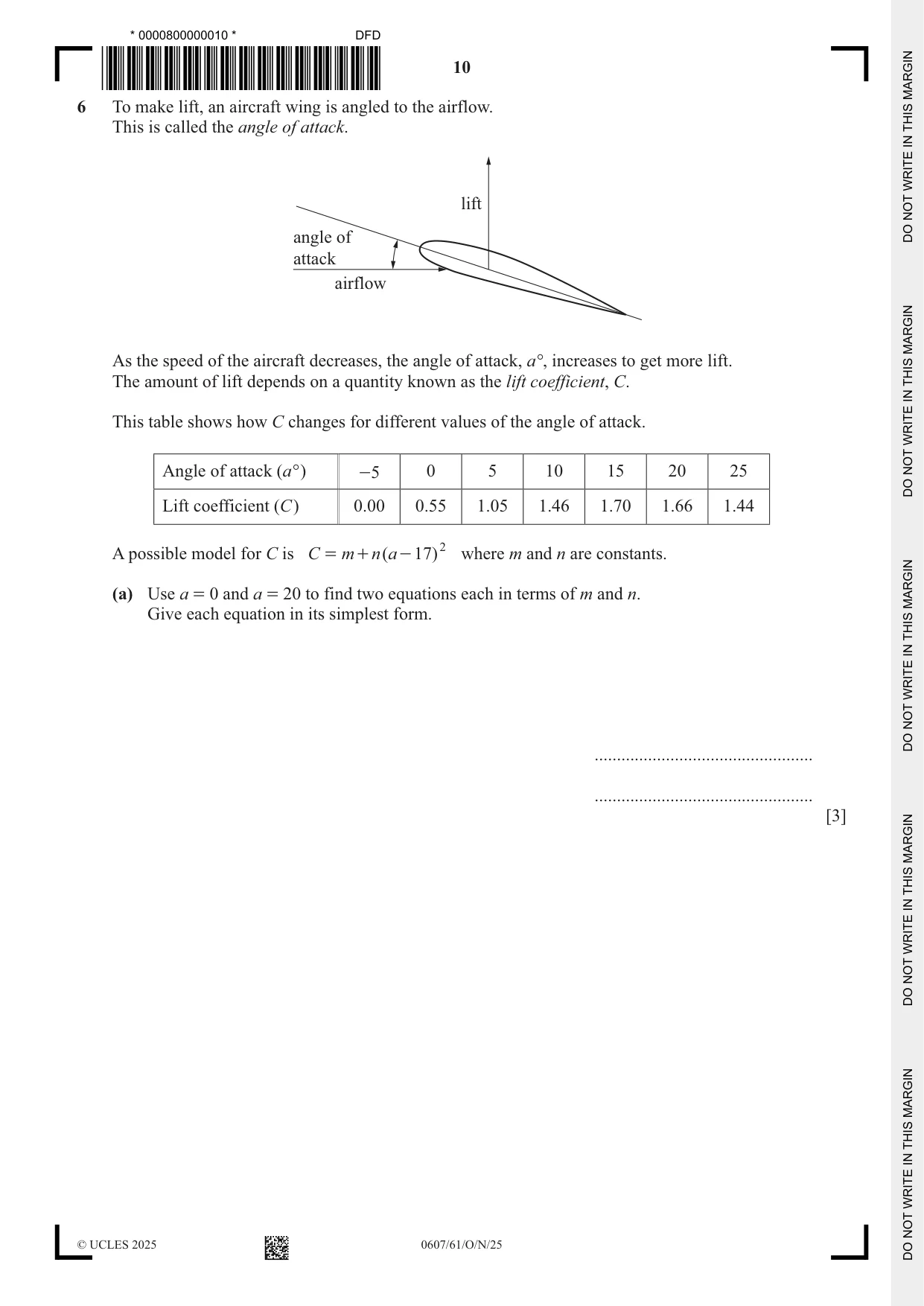 Cambridge IGCSE Mathematics - International 0607 2025 Oct/Nov Paper 6 · Variant 1 question paper, page 10 of 12