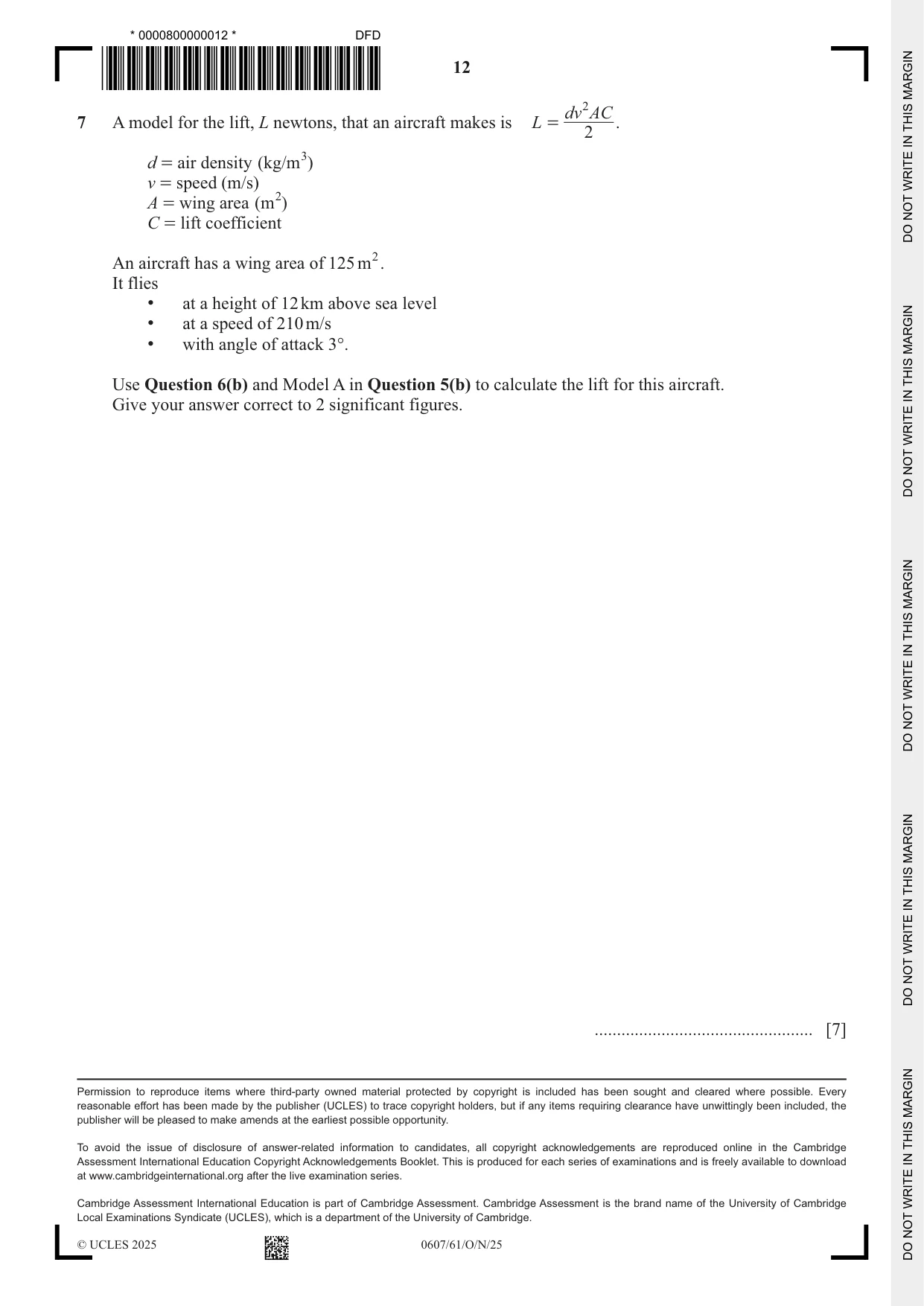 Cambridge IGCSE Mathematics - International 0607 2025 Oct/Nov Paper 6 · Variant 1 question paper, page 12 of 12