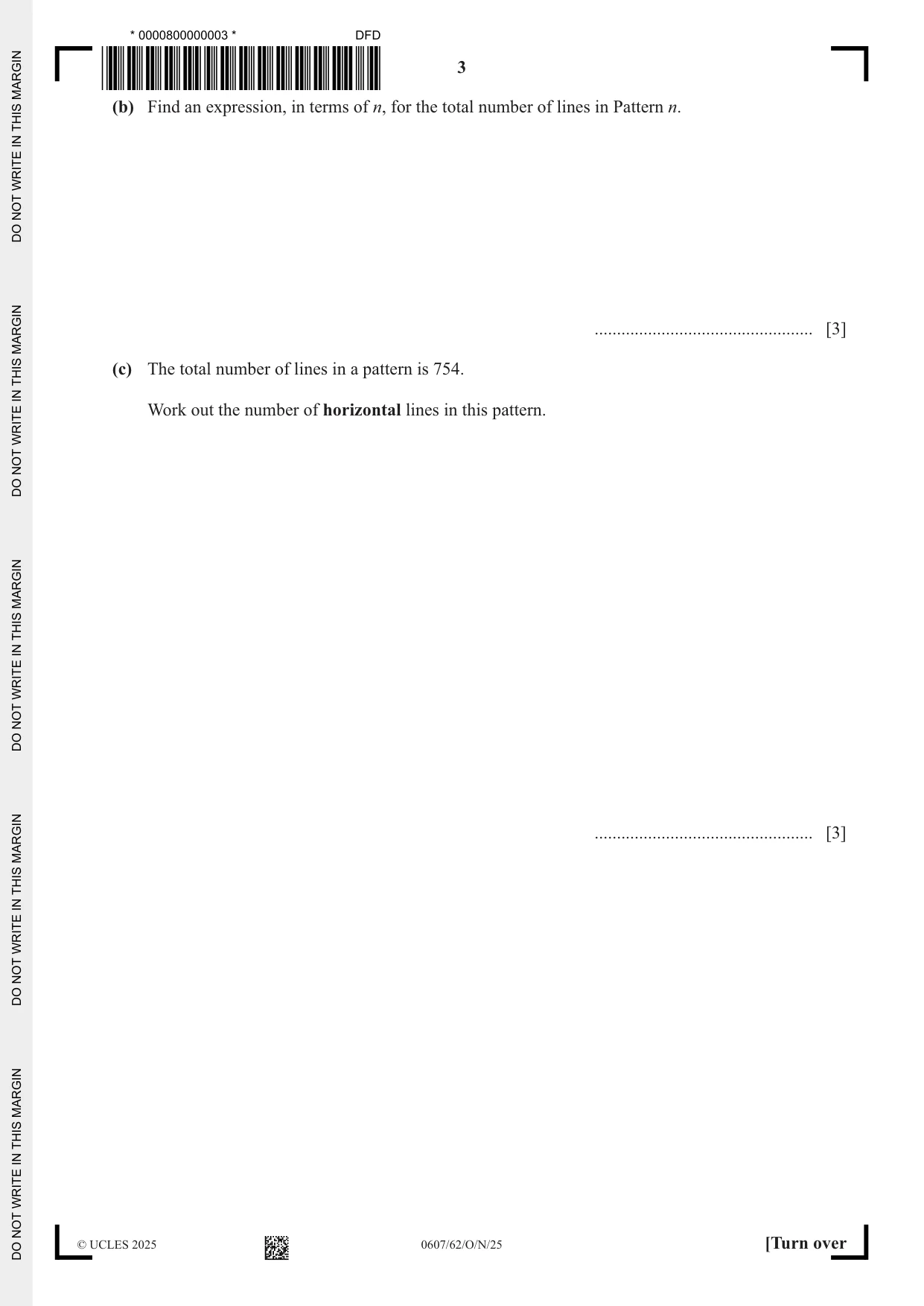 Cambridge IGCSE Mathematics - International 0607 2025 Oct/Nov Paper 6 · Variant 2 question paper, page 3 of 12