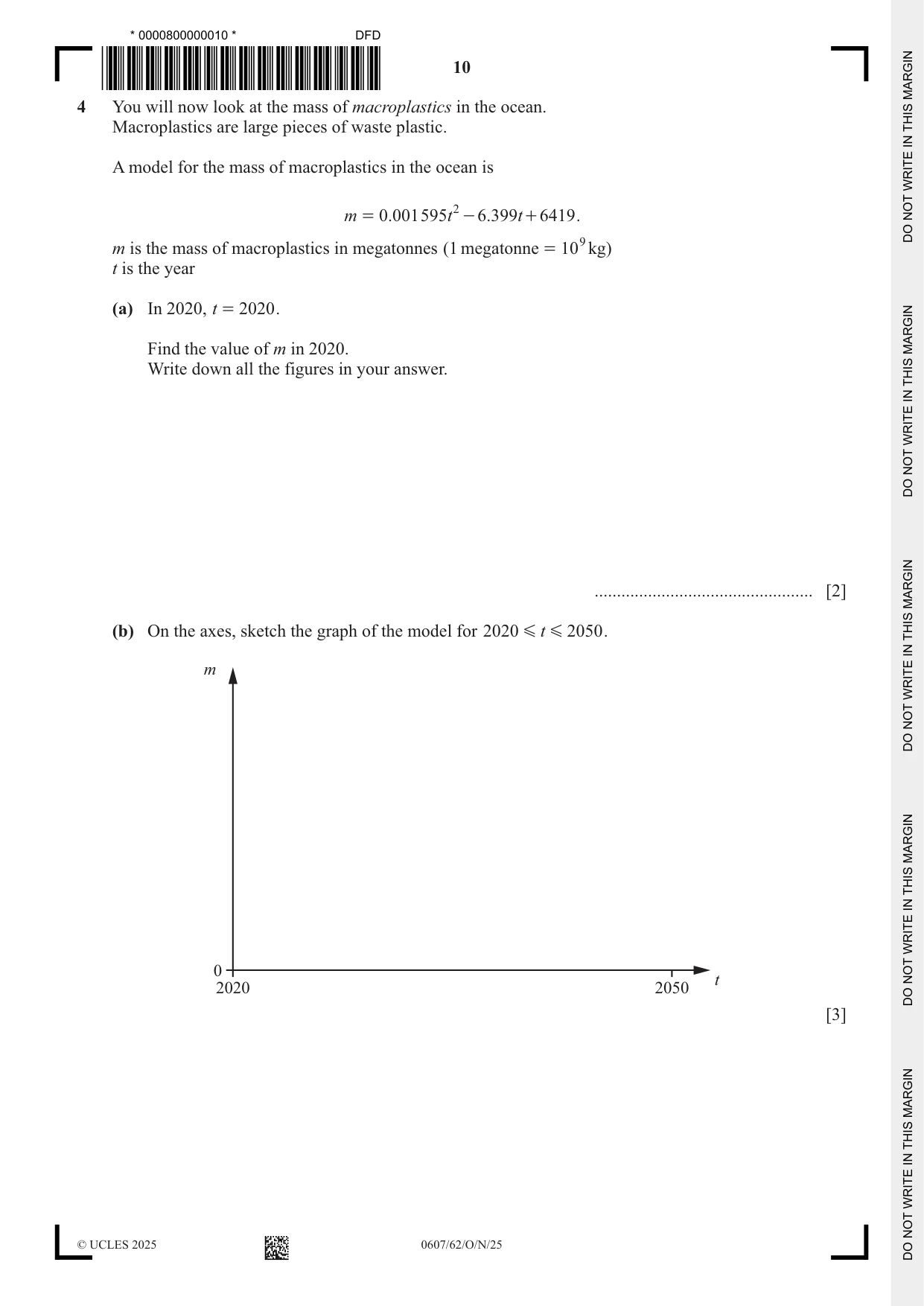 Cambridge IGCSE Mathematics - International 0607 2025 Oct/Nov Paper 6 · Variant 2 question paper, page 10 of 12