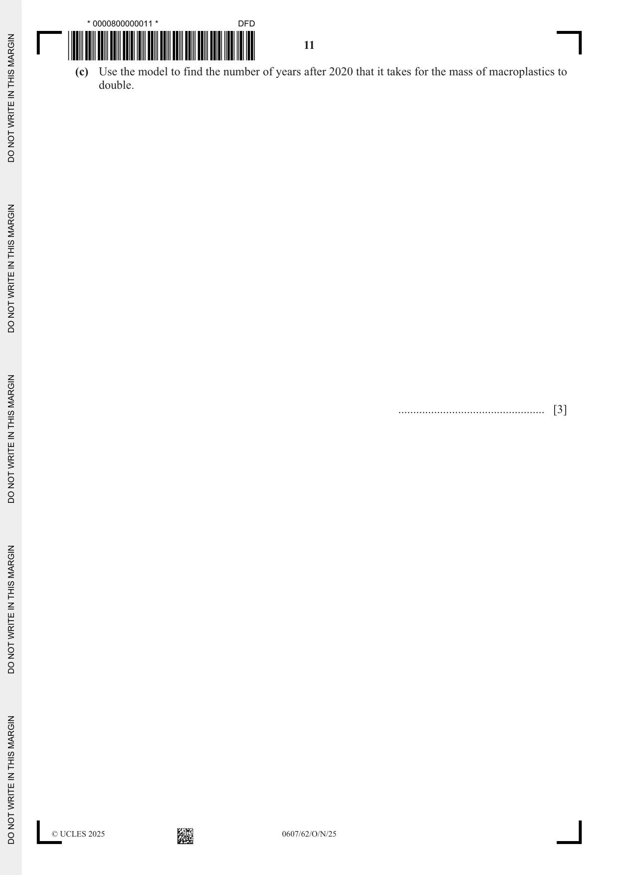 Cambridge IGCSE Mathematics - International 0607 2025 Oct/Nov Paper 6 · Variant 2 question paper, page 11 of 12