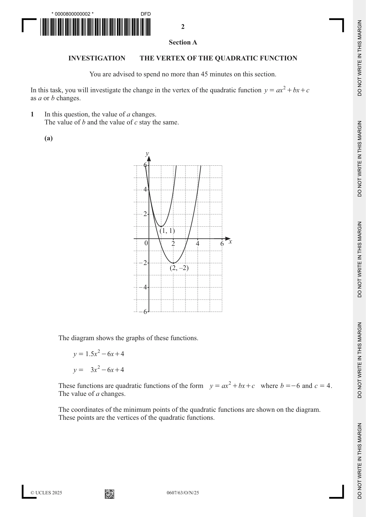 Cambridge IGCSE Mathematics - International 0607 2025 Oct/Nov Paper 6 · Variant 3 question paper, page 2 of 12