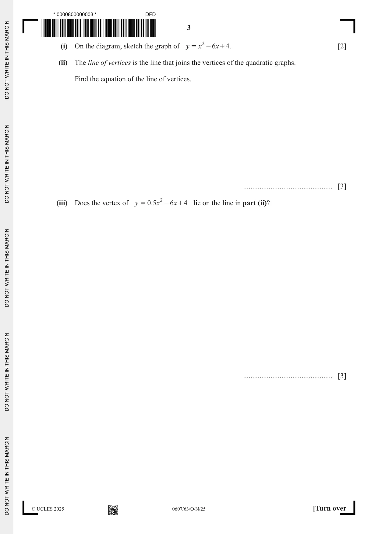 Cambridge IGCSE Mathematics - International 0607 2025 Oct/Nov Paper 6 · Variant 3 question paper, page 3 of 12