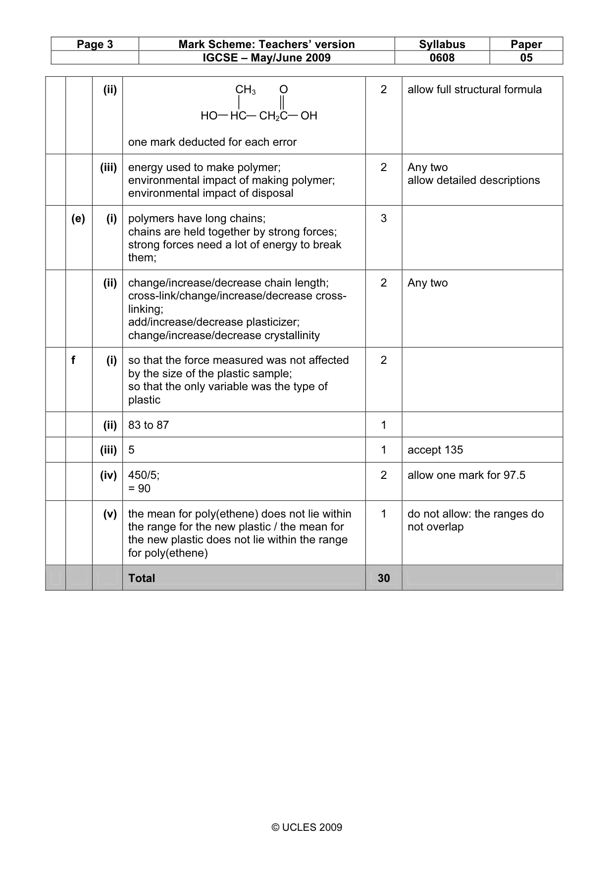Mark scheme, page 3 of 5