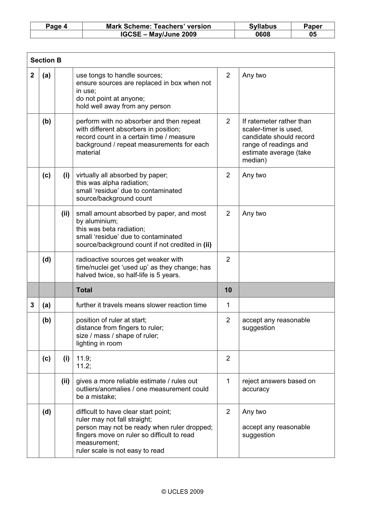 Mark scheme, page 4 of 5