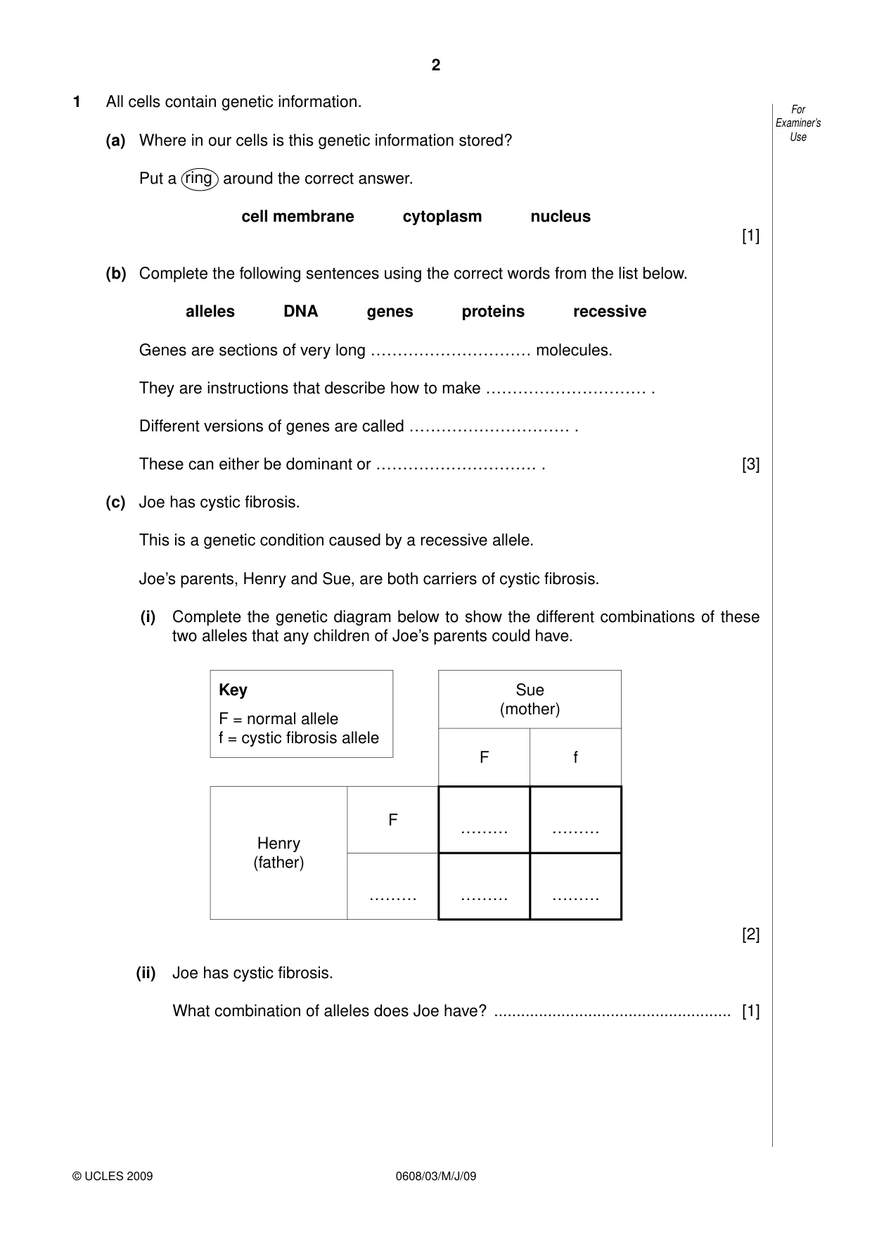Cambridge IGCSE Twenty-First Century Science 0608 2009 May/June Paper 3 · Variant 1 question paper, page 2 of 20