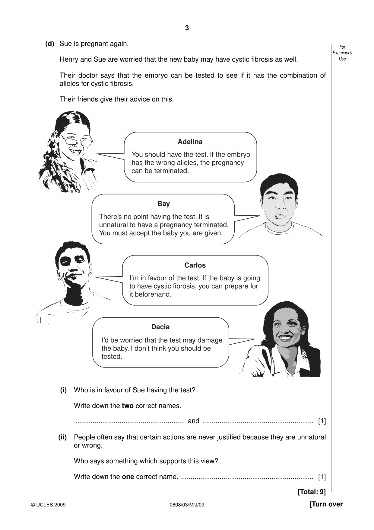 Cambridge IGCSE Twenty-First Century Science 0608 2009 May/June Paper 3 · Variant 1 question paper, page 3 of 20
