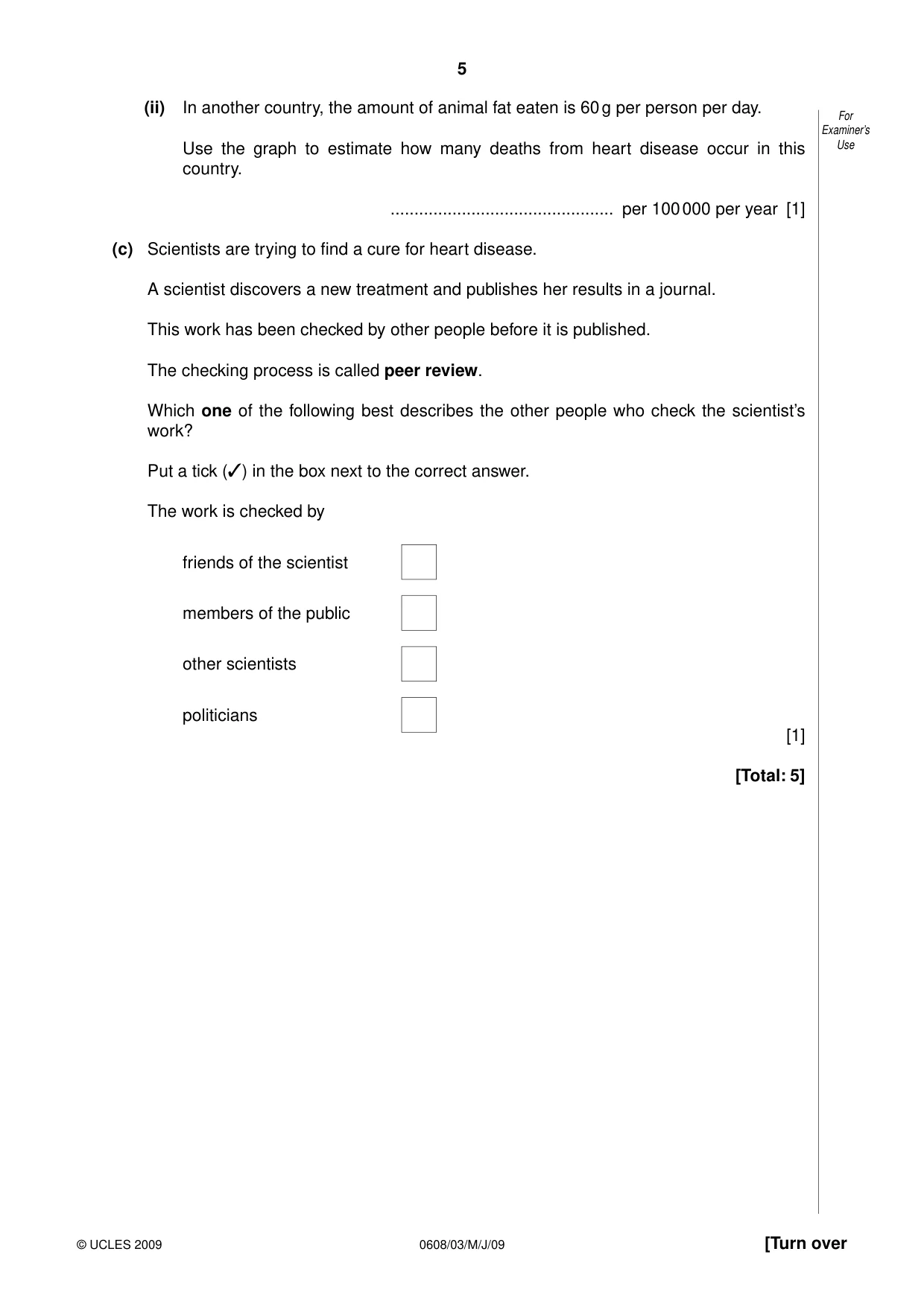 Cambridge IGCSE Twenty-First Century Science 0608 2009 May/June Paper 3 · Variant 1 question paper, page 5 of 20